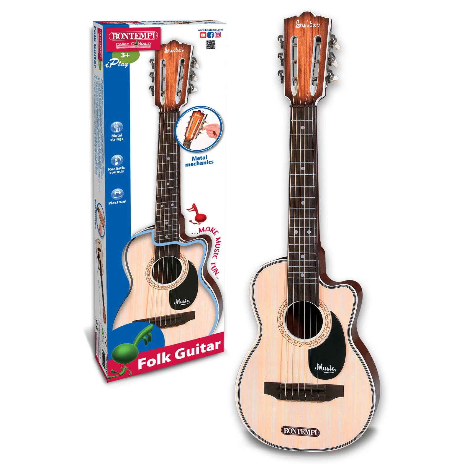 Guitare En Bois Pour Enfants Small Foot - 6 Cordes Métalliques Avec Plectre, Instrument Musical Dès 3 Ans (65 Cm)