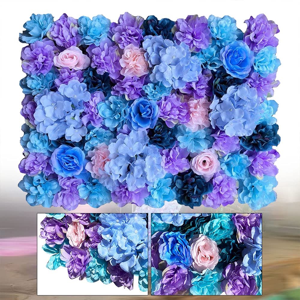 Parete di fiori artificiali per giardino, matrimonio, decorazione viola, 60 x 40 cm
