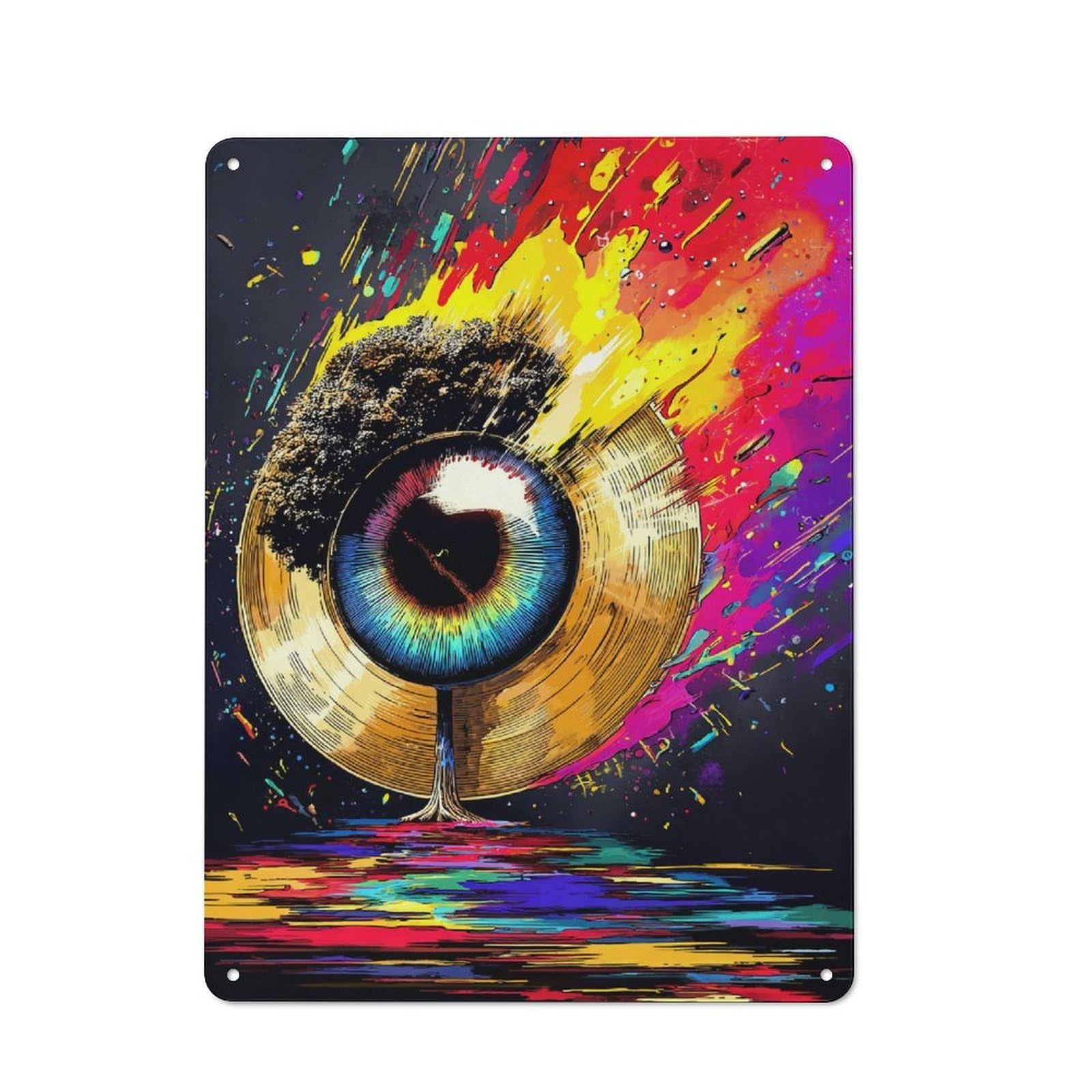 Junmoney Eye Of The Storm Vibrant Artwork Vintage Bistro Metal Sign 40X30cm, Bistro Wall Plaque For Takeaway, Bar, Kitchen Or Counter Area