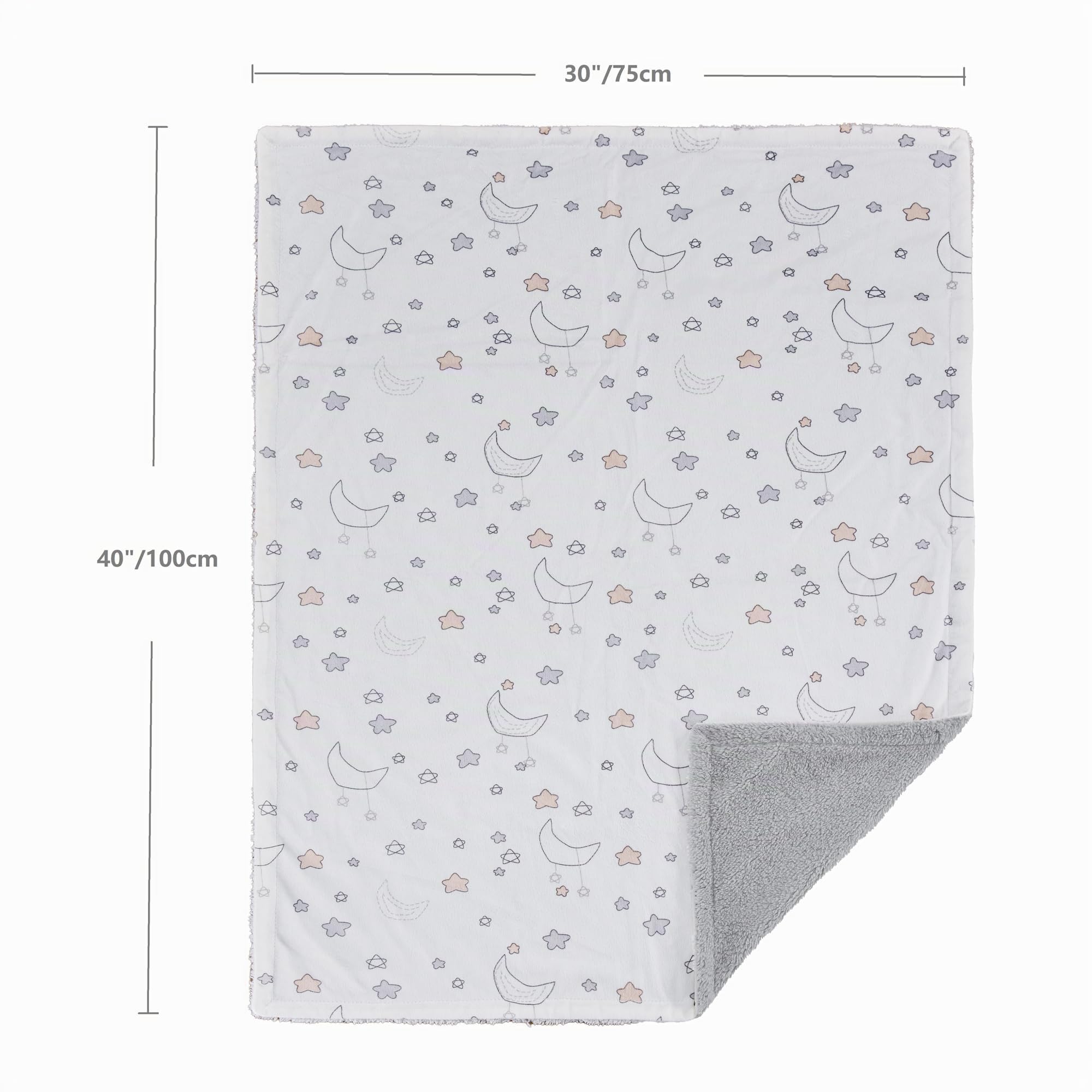 CREVENT 2 pezzi di coperte 75cmX100cm, morbide e calde, per neonati e bambini piccoli, per lettino, culla, passeggino - Nuvola grigia + Notte in pelliccia di visone