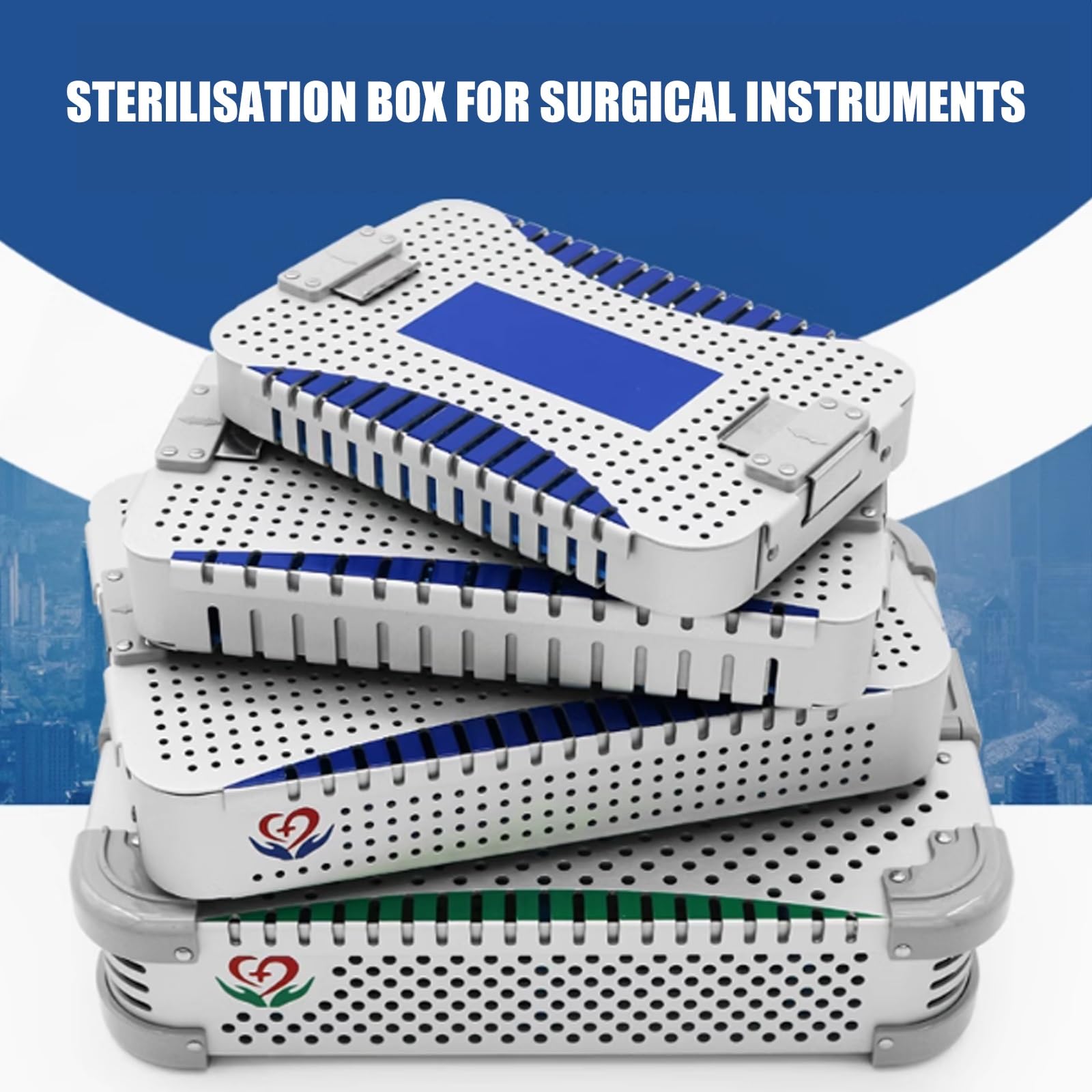 Caja de desinfección de equipos médicos de aleación de aluminio, cestas de esterilización de instrumentos con tiras de cartón, diseño poroso, transpirable, fácil de limpiar(24x17.5x8cm/9.4x6.9x3.1in)