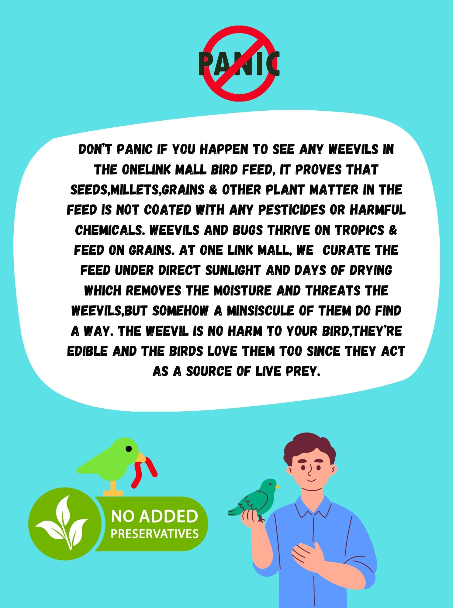 ONELINK MALL Adult Bird Food for Cockatiel & Love Birds Canary Seed, Sunflower Seed, All Stage Bird Food, Natural and Healthy Premium Mix Seeds, Cocktail Love Birds Mix 500 gm 4