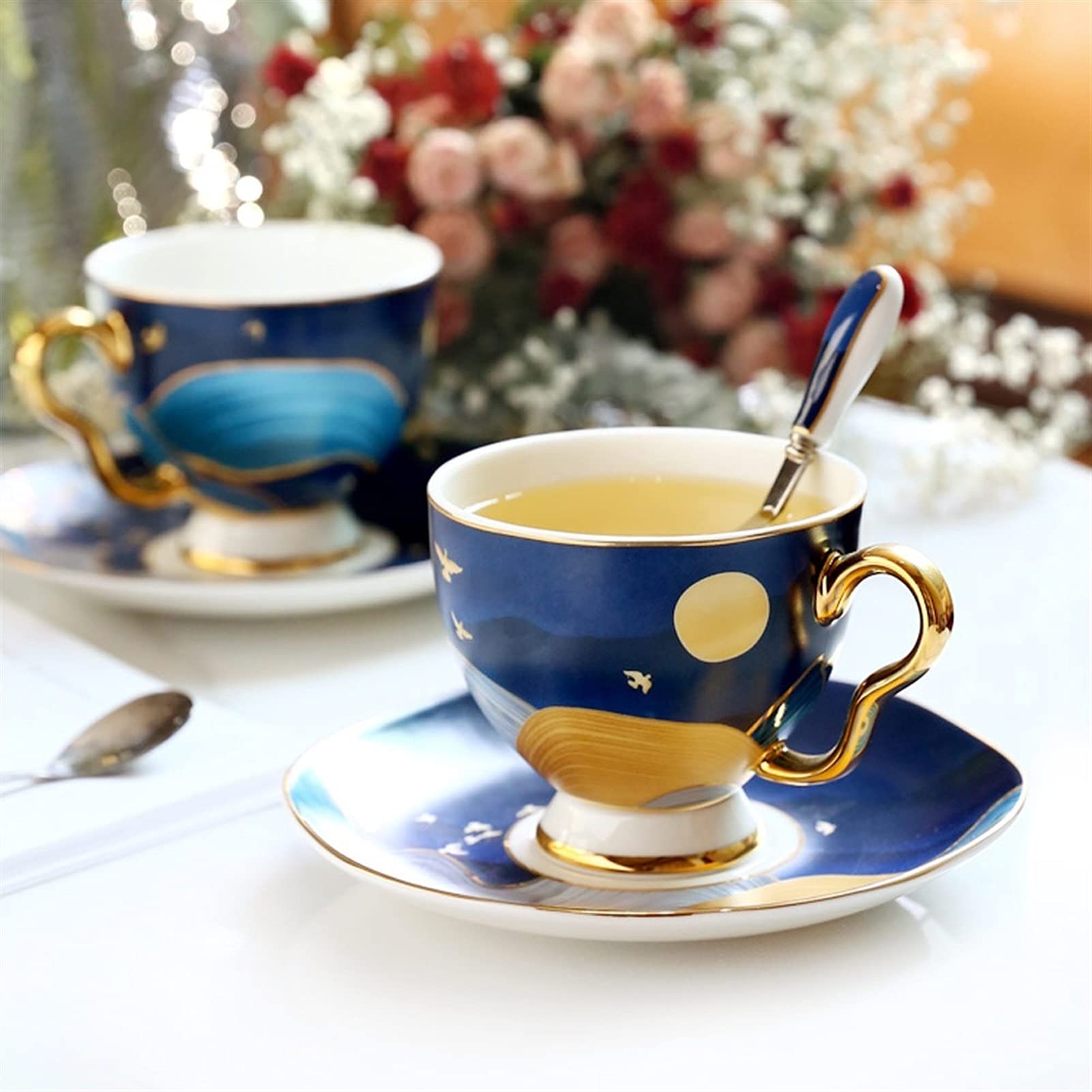 Ceramiczny zestaw kubków do kawy i spodków, 200 ml, gładkie kubki do latte, cappuccino, kubki na mleko z uchwytem, śniadanie, herbata, kubki na kakao, kubki deserowe na urodziny ojca
