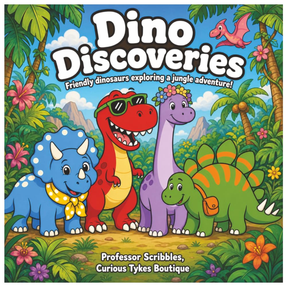 Dino Discoveries: Friendly dinosaurs exploring a jungle adventure! (Professor Scribbles Wonder Canvas Adventures)