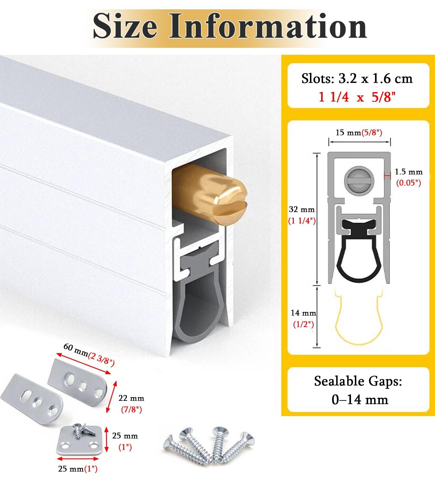 Burlete Automatico Puertas Burlete Automático Empotrado para Puerta, Burlete de Aluminio Insonorizante para Puertas de 150/120/100/90/80 cm, Sello Inferior para Burletes de Puerta(97cm(38in))