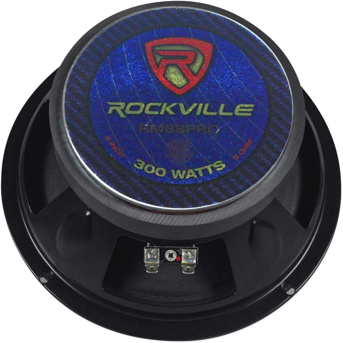 Rockville RM88PRO Mid-Range Competition Car Speaker, 8", 1200W, 8 Ohm, Kevlar Cone, Open Basket, CEA Compliant, 100oz Magnet, for Car Audio, 4-piece