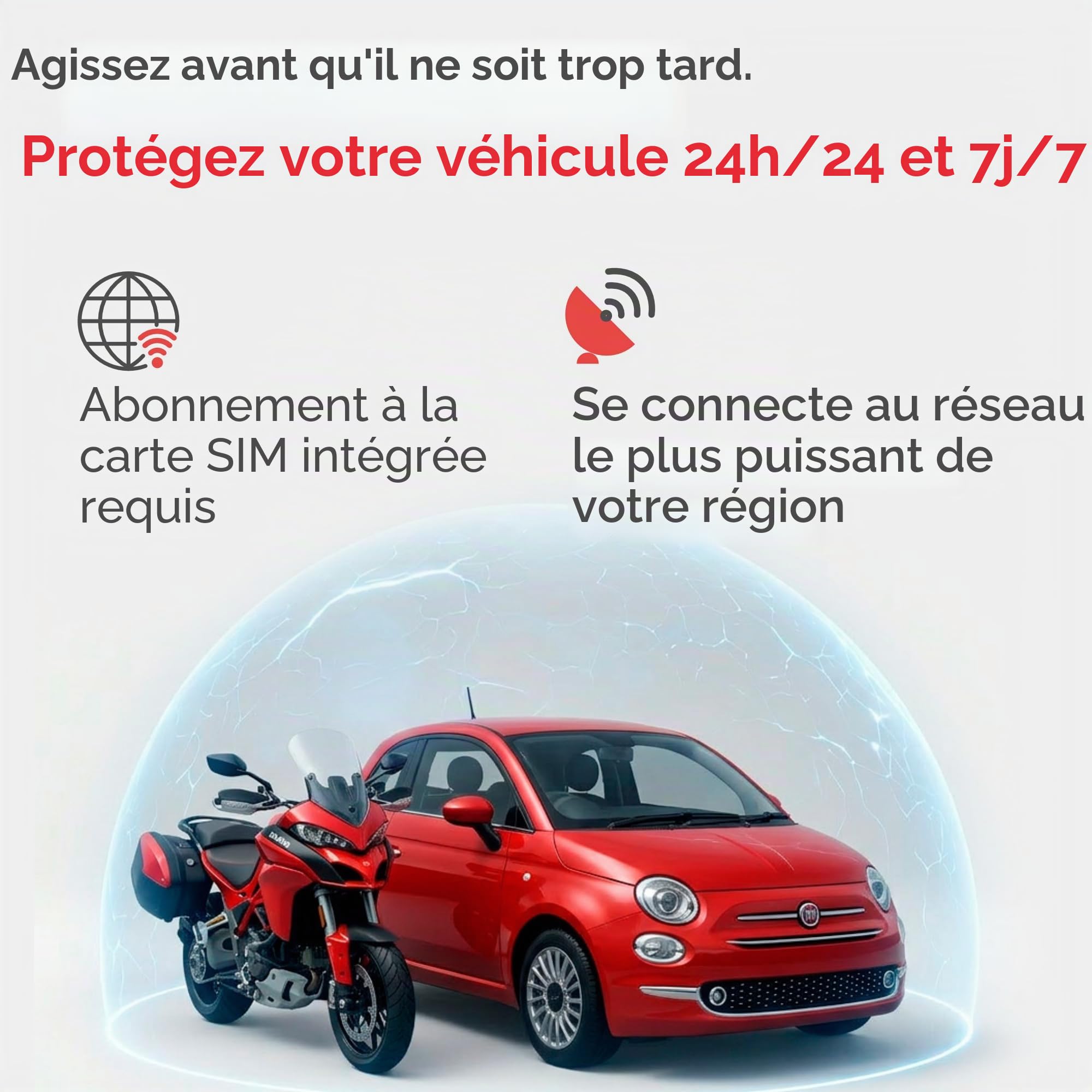 Trackting One – Dispositif GPS Antivol pour Voitures & Motos | Traceur GPS pour Voiture, Moto, Véhicules | Carte SIM Intégrée (4G/2G) – Abonnement Requis, Sans Câblage, Longue Autonomie