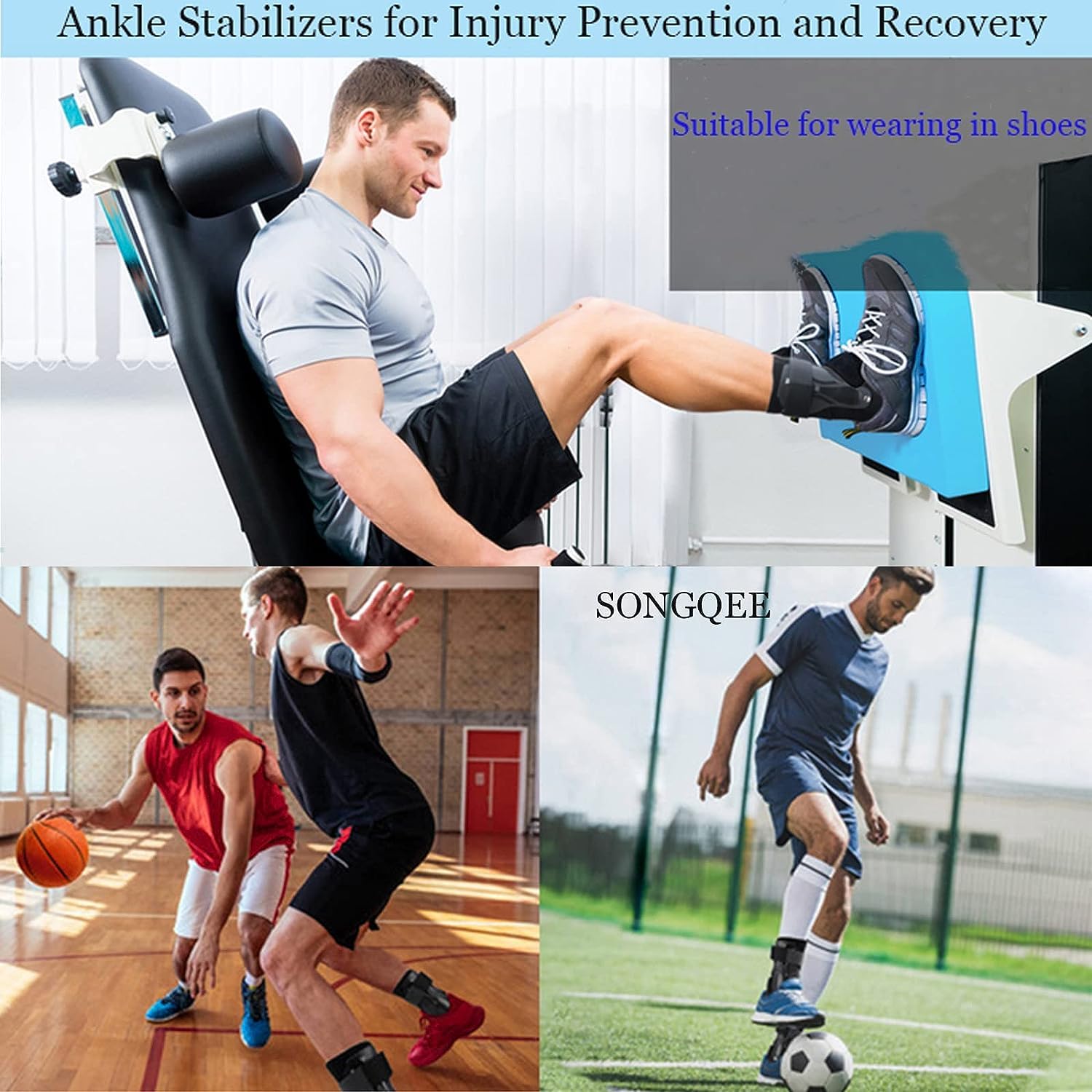 SONGQEE Ankle Support Brace with Side Stabilizers and Cross Auxiliary Fixing Belt - Image 4