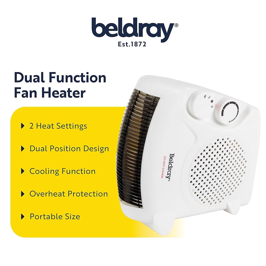 Beldray Electric Flatbed Fan Heater Upright Heater With 2 Heat