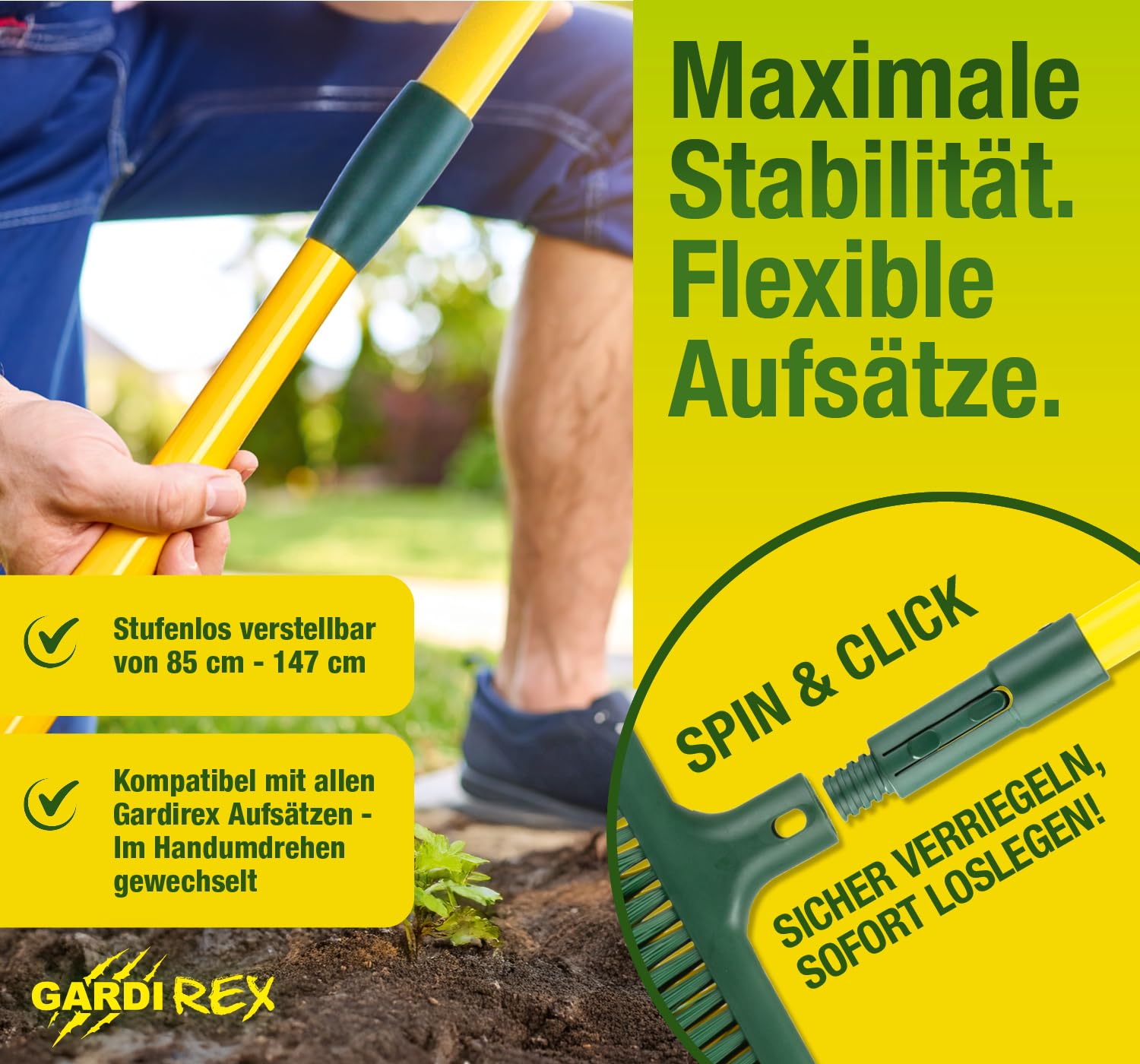 GardiREX - Escoba con Mango telescópico Extensible, Escoba con cerdas Curvas, Juego de 45 cm de Ancho, Cepillo para Limpieza de jardín, Caminos, Rocas y estructuras de Suelo, Adecuado para Caminos,