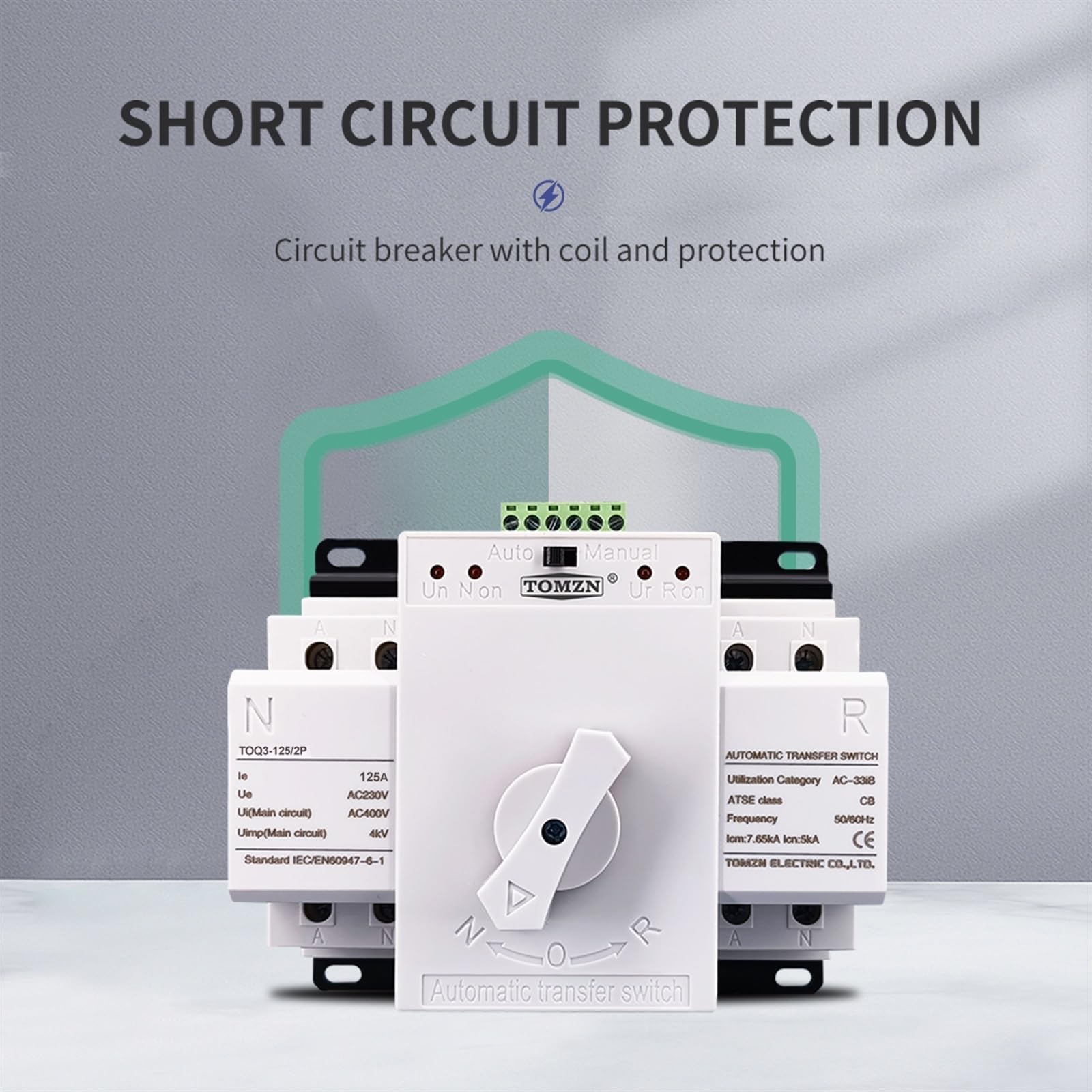 ATS 2P 125A 230V MCB tipo Dual Power Automatic transfer switch TOQ3-2P/125 PV city power Generator
