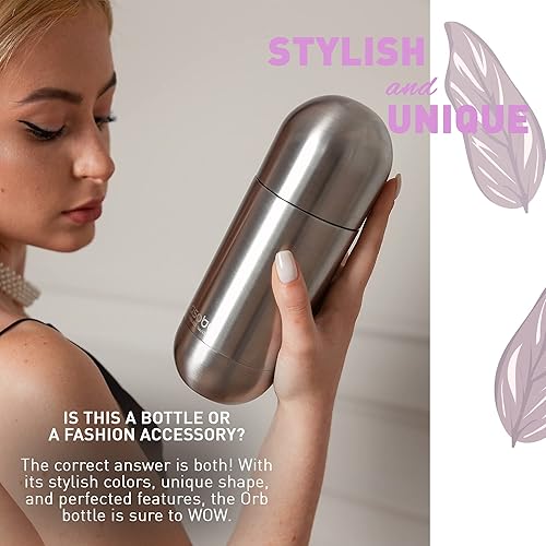 Miniatura 7 de asobu Capsule Bottle - Botella de agua de viaje con aislamiento de doble pared de acero inoxidable  La tapa se dobla como una taza de 14 onzas