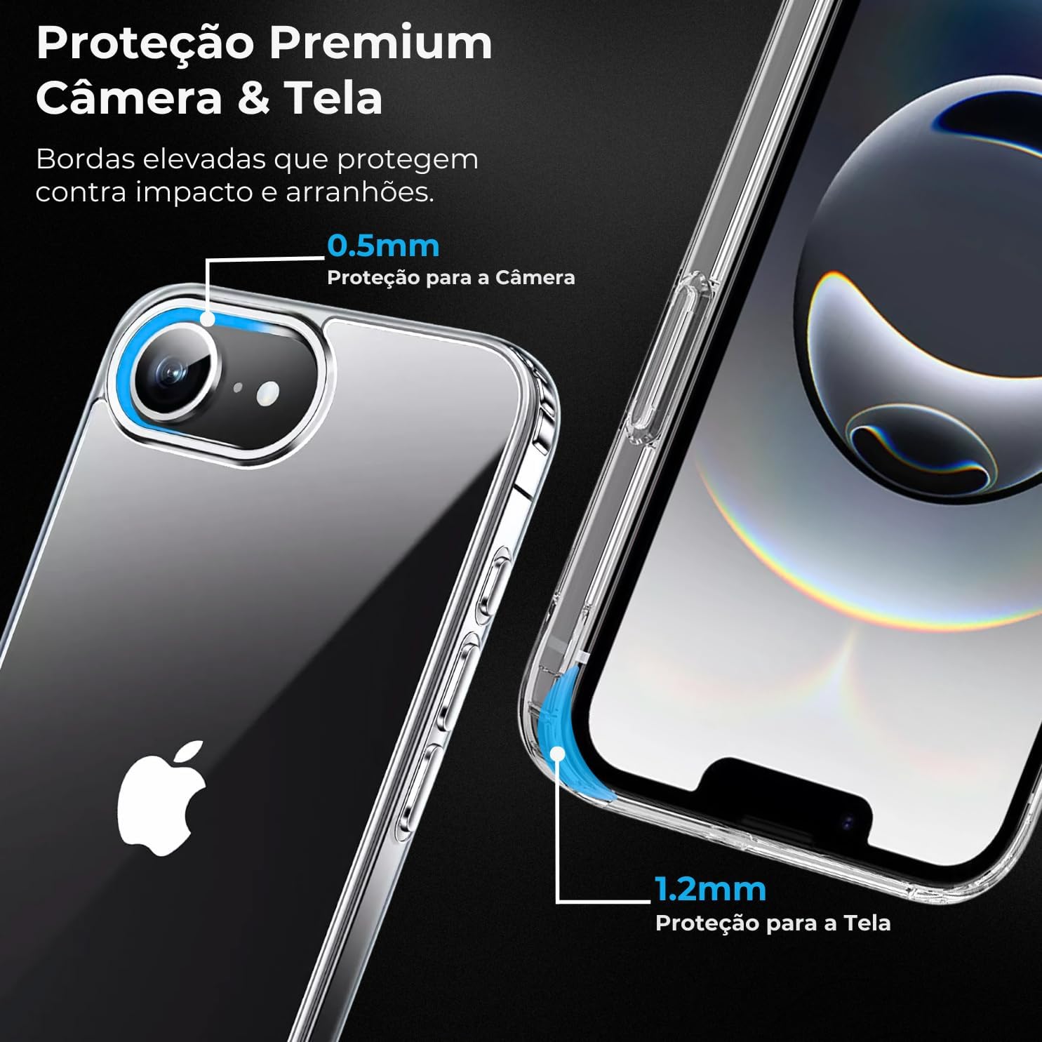 Capa Anti-Impacto para [iPhone 16e] Capinha Ultra Slim Premium [Protege Camera] Transparente Anti Impacto, Resistente Anti Riscos, Leve e com TPU Reforçada