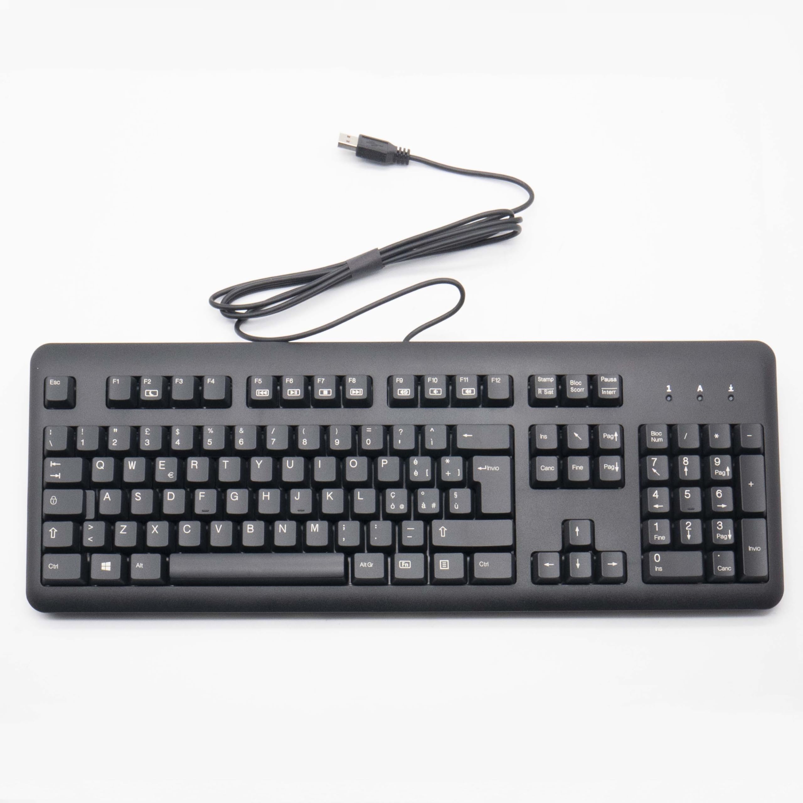 SIMPLETEK - Tastiera USB Cablata | Layout Italiano | Full-Size | Plug and Play |Ideale per Uffici | Durata 20 Milioni di Tasti
