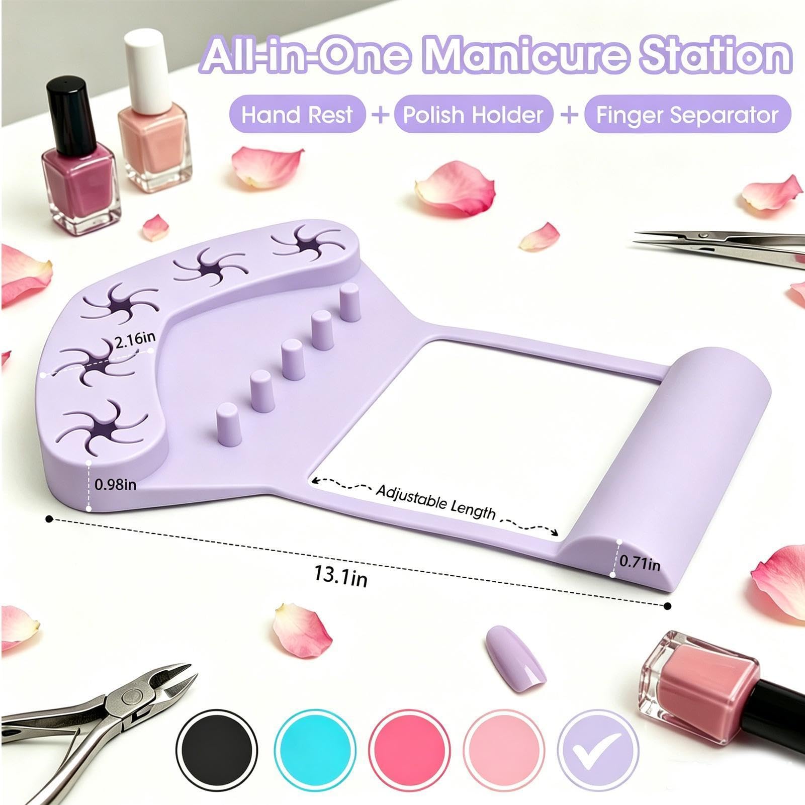 Tappetino in silicone da unghie delle mani Cuscinetto antiscivolo per | Poggiamano in silicone con supporto per le unghie per Donne, Trucco, Pratica, Pittura, Salone, Festa, Laboratorio