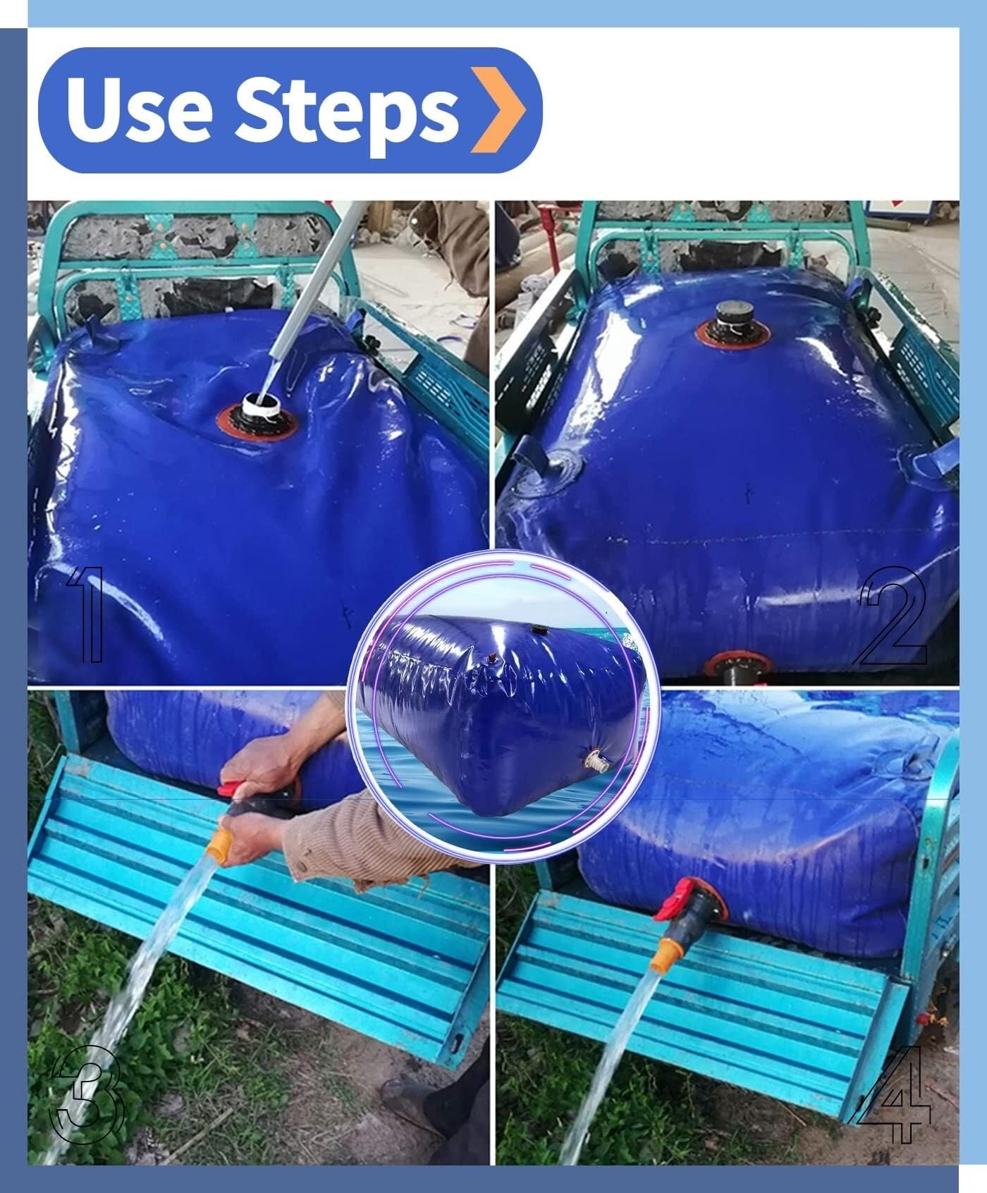 Depósito de Agua Flexible Container Water Storage Bag with Tap Thickened Garden Portable Used In Construction/Agriculture/Transportation Pre-Loading Bag for Bridges