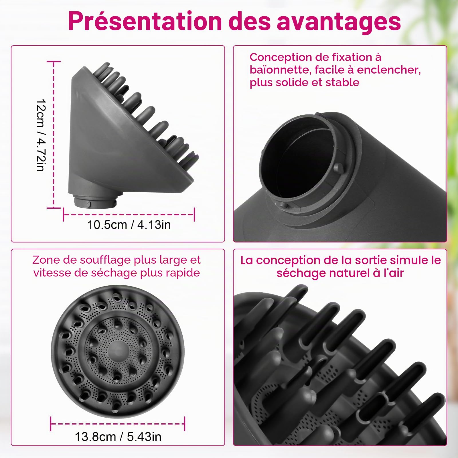 Diffuseur pour Dyson Airwrap Styler HS01 HS05 Accessoire, conversion pour Dyson Airwrap Styler en sèche-cheveux