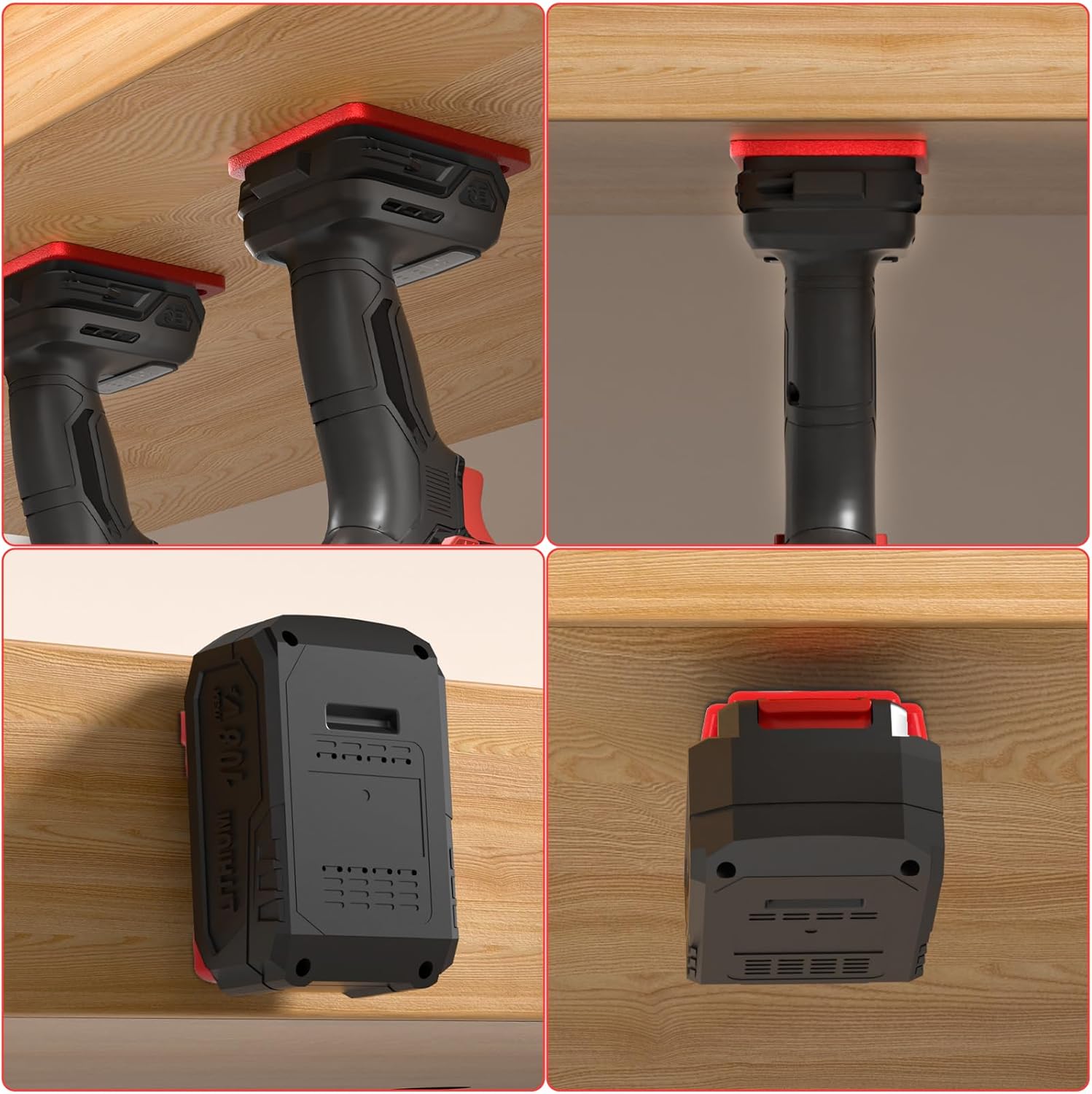 Yosoo Health Gear 20 PCS Drill Holder Wall Mount Tool Holder and Battery Holder 20V Storage Shelf