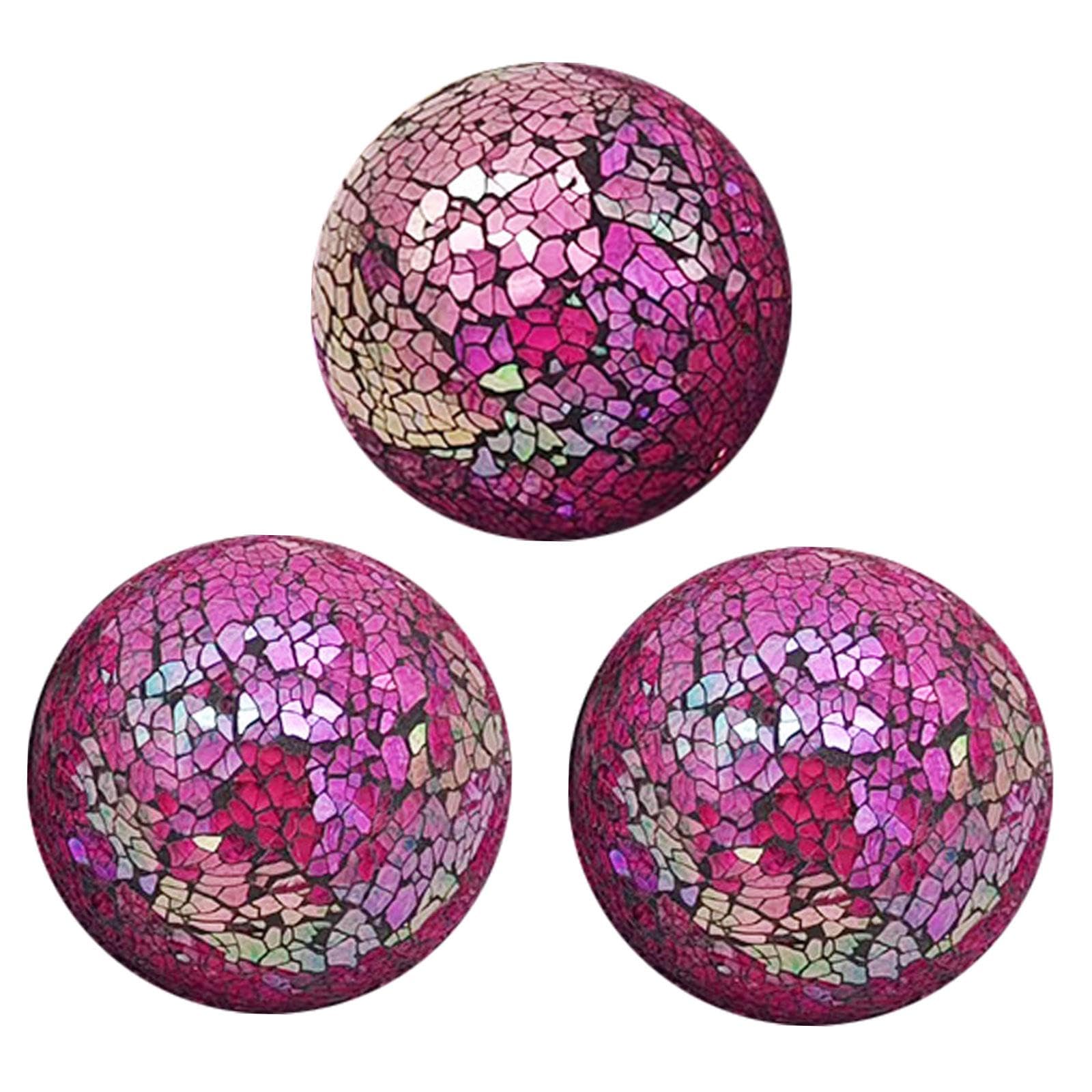 3 Sfere a Mosaico di Vetro 8 Cm per Vasi E Disposizioni Da Tavolo in Stile Moderno, Viola