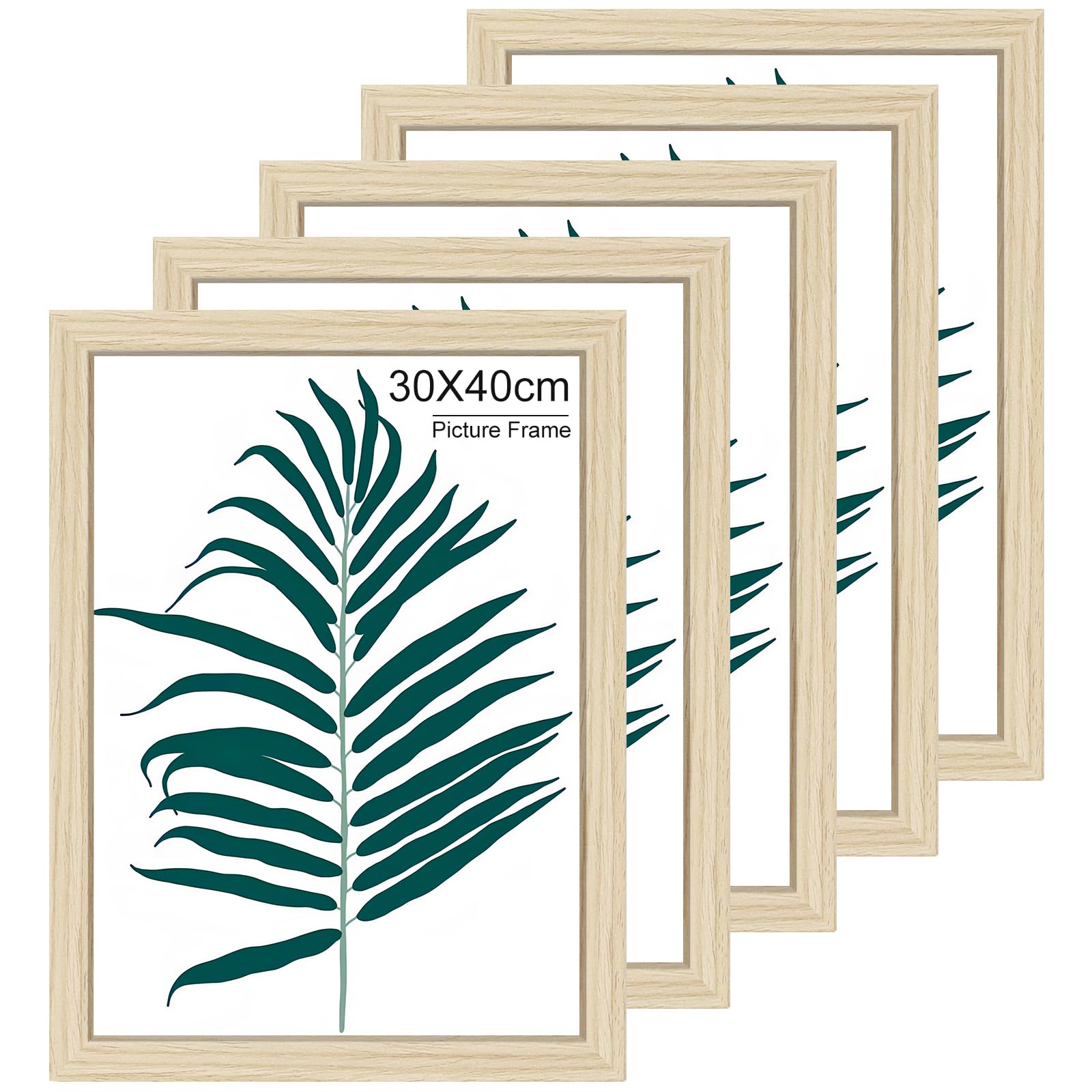 Lot de 5 Cadre Photo 30x40cm Naturel, Cadre Bois pour Poster