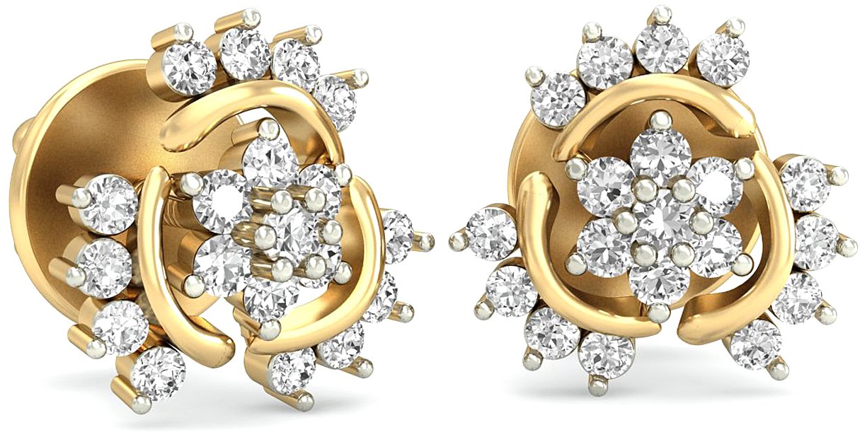 pc jeweller The Aishani 18KT Yellow Gold & Diamond Earring-picture-12