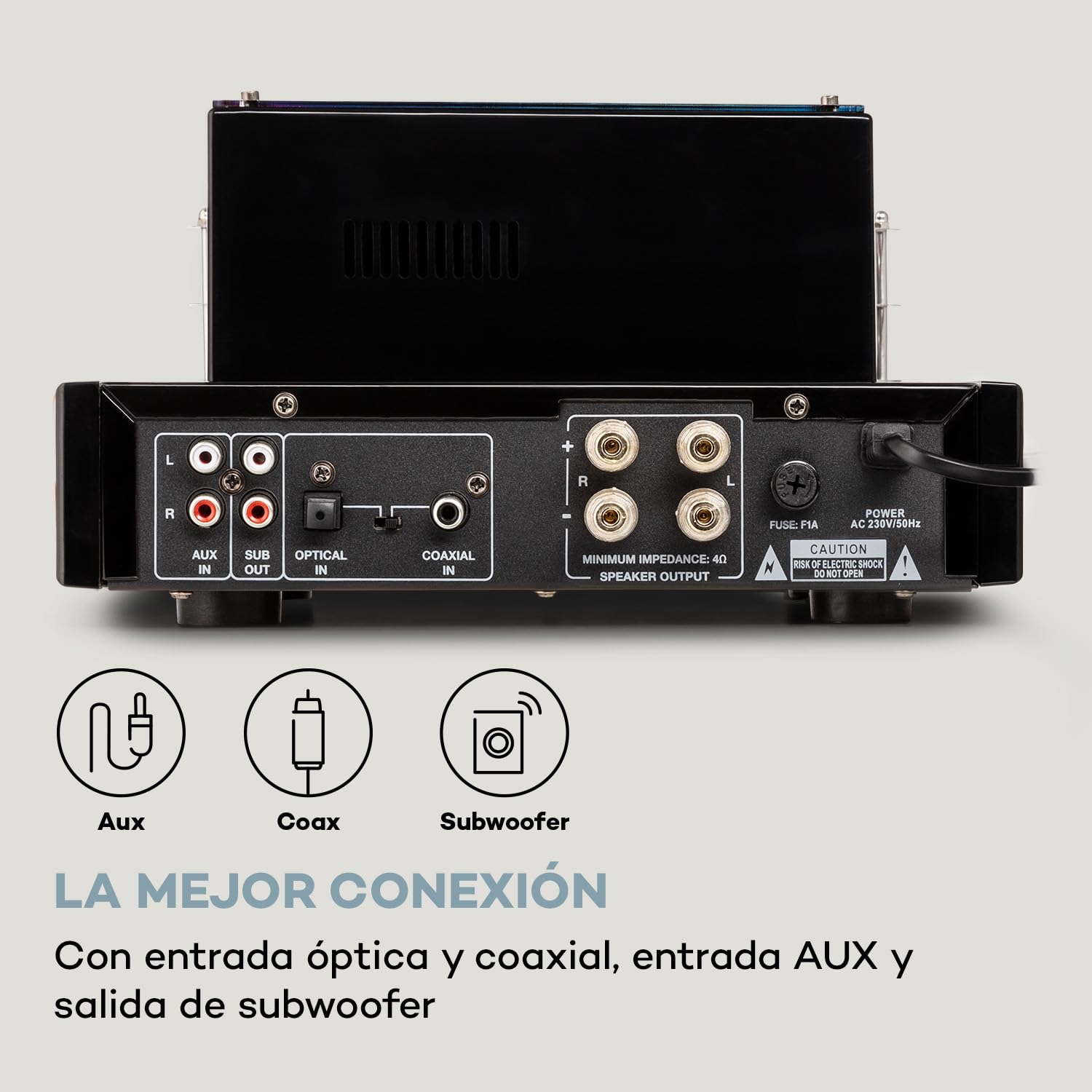 Auna Amp VT Amplificador válvulas, 2x35W RMS, preamplificador hifi BT Opt/Coax/AUX-In, preamplificador estéreo, negro