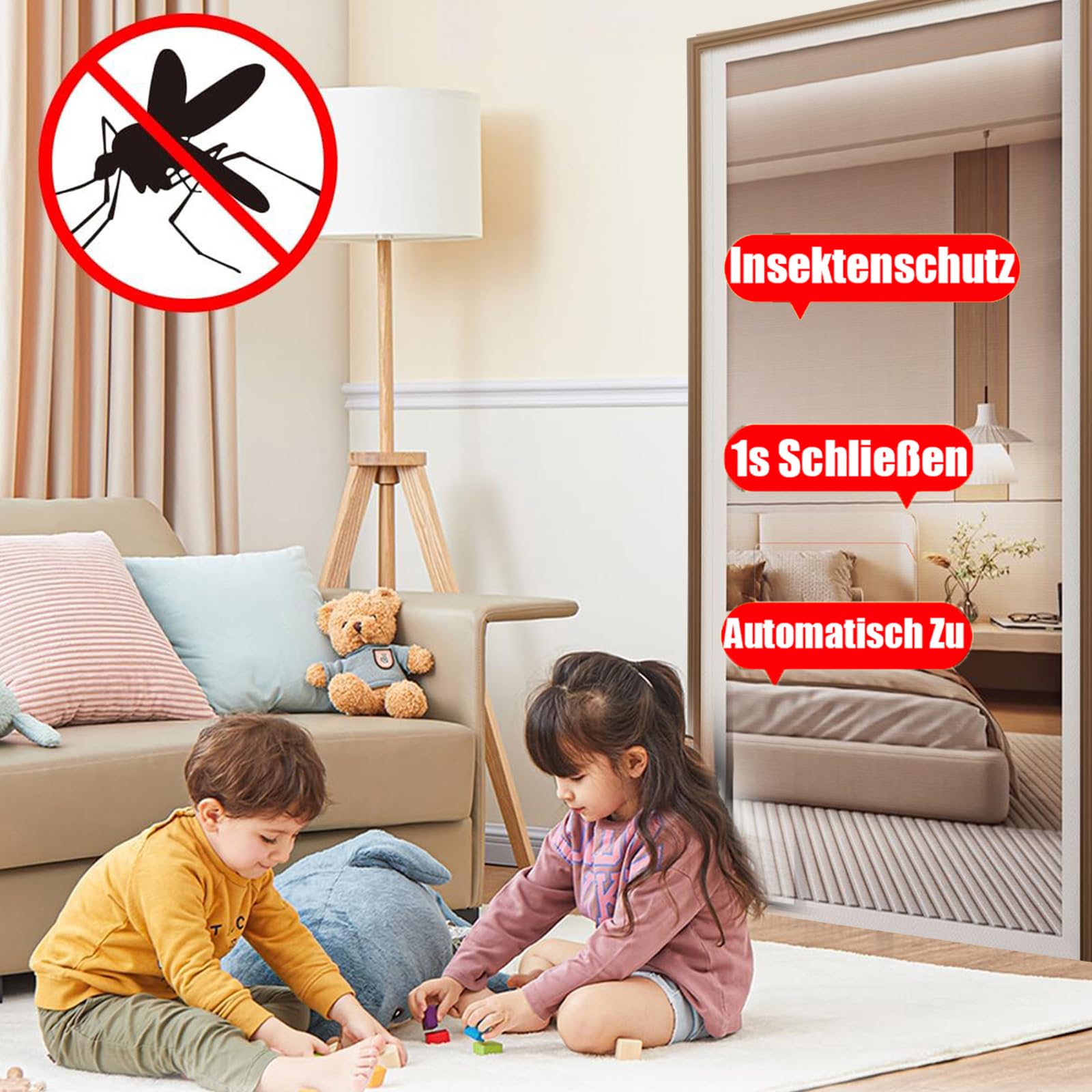 Unsichtbar Magnete Fliegengitter Tür, 85x210cm Schwarz Seitliche Öffnung Insektenschutz Balkontür, Fliegengitter Balkontür Für Schiebetür, Nebeneingangstür, Terrassentür, Plissee Tür, Ohne Bohren