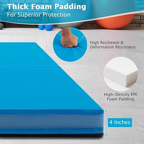 Miniatura 4 de Giantex 4' x 4' Folding Gymnastics Mat with Carry Handles, Bio-Folding Tumbling Mat for Kids & Cheerleading