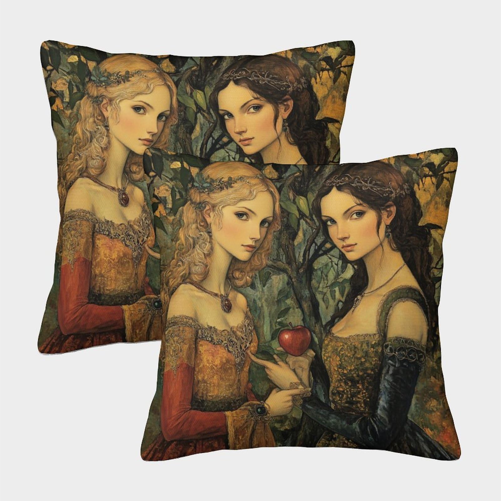 kaiyun 2 Pack Medieval Style Painting Pillowcase 45x45cm,Beautiful Woman Cushion Cover,3D Digital Printing Bed Sofa Decorative