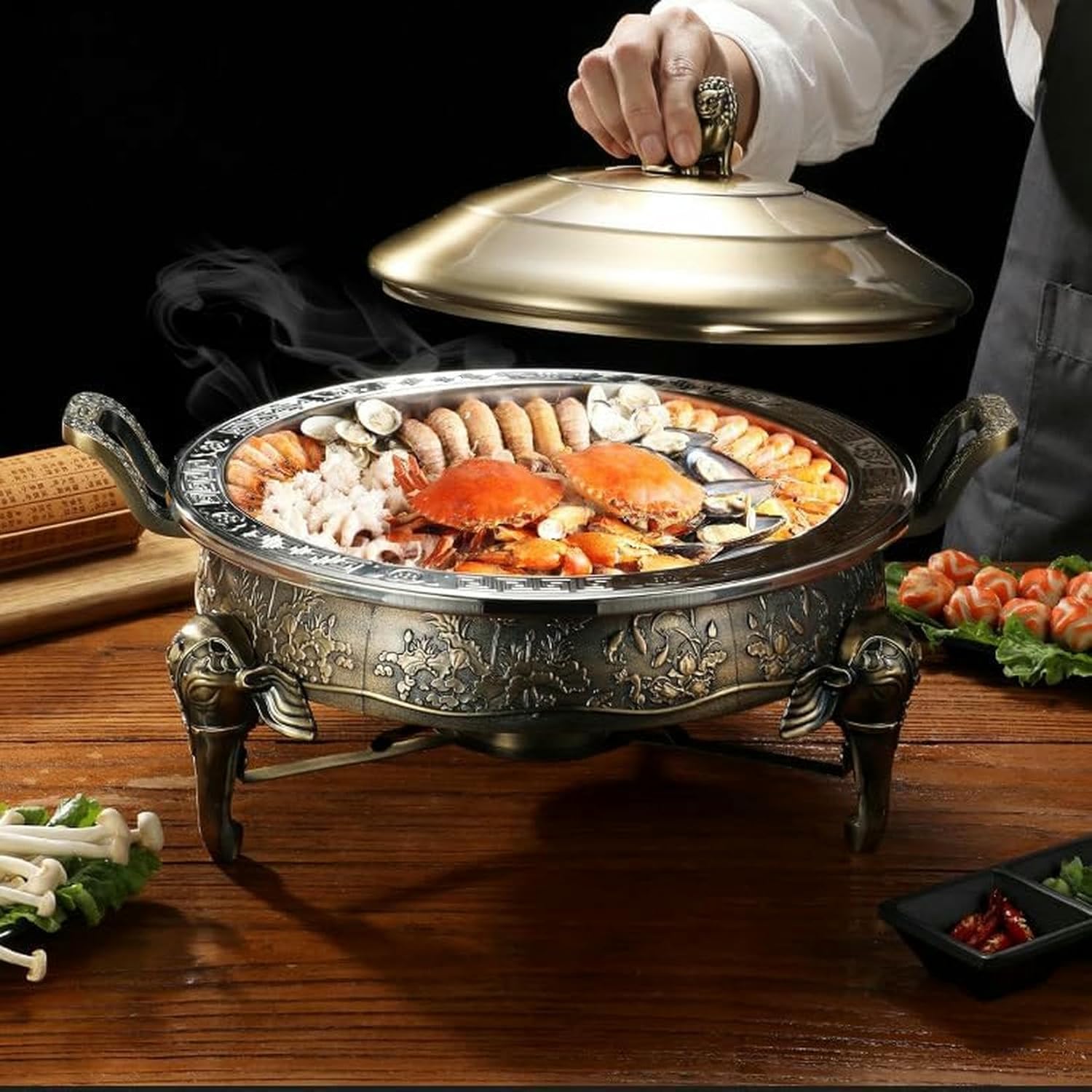 ステンレス製　蓋付き　ビュッフェヒーター 1グリッド/2グリッド/3グリッド付き電気チェーフィングディッシュ