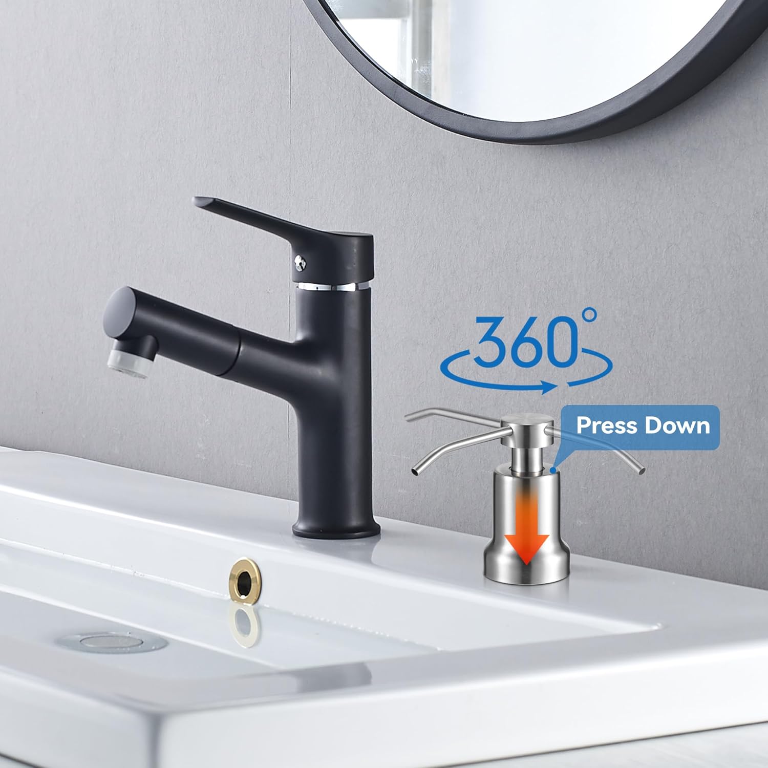 Yofidra Soap Dispenser for Kitchen Sink and Bathroom Countertop: Built in Foaming Sink Soap Dispenser Pump, Stainless Steel Foam Soap Pump with 17oz Under Counter Bottle