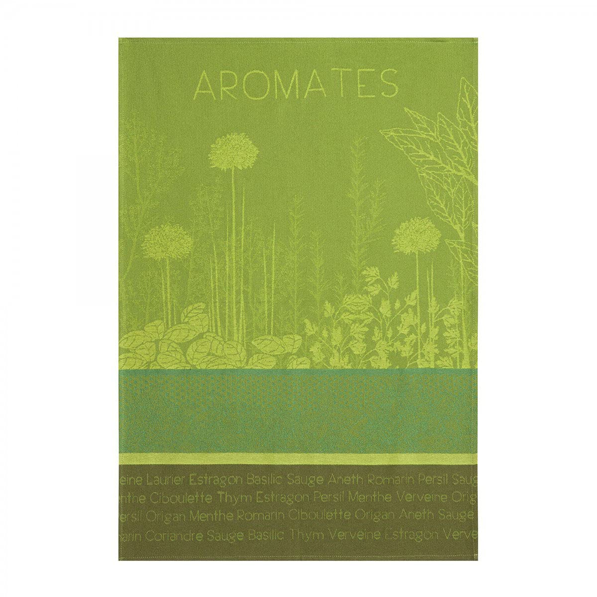 Toalla de jacquard COUCKE Aromates du Jardin, algodón francés verde de 50,8 x 76,2 cm