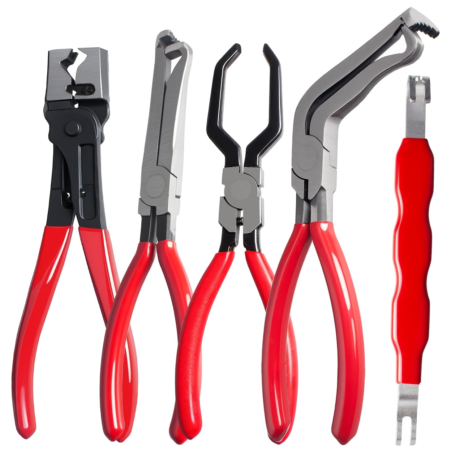 5 Pieces Electrical Disconnect Pliers for Cars, Automotive Electrical Plug Connector Disconnect Tool and Connector Separator and Hose Clamp Pliers