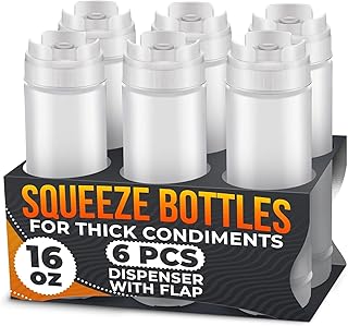 6 Pcs Condiment Squeeze Bottles 16 Oz - 9.2x2.44