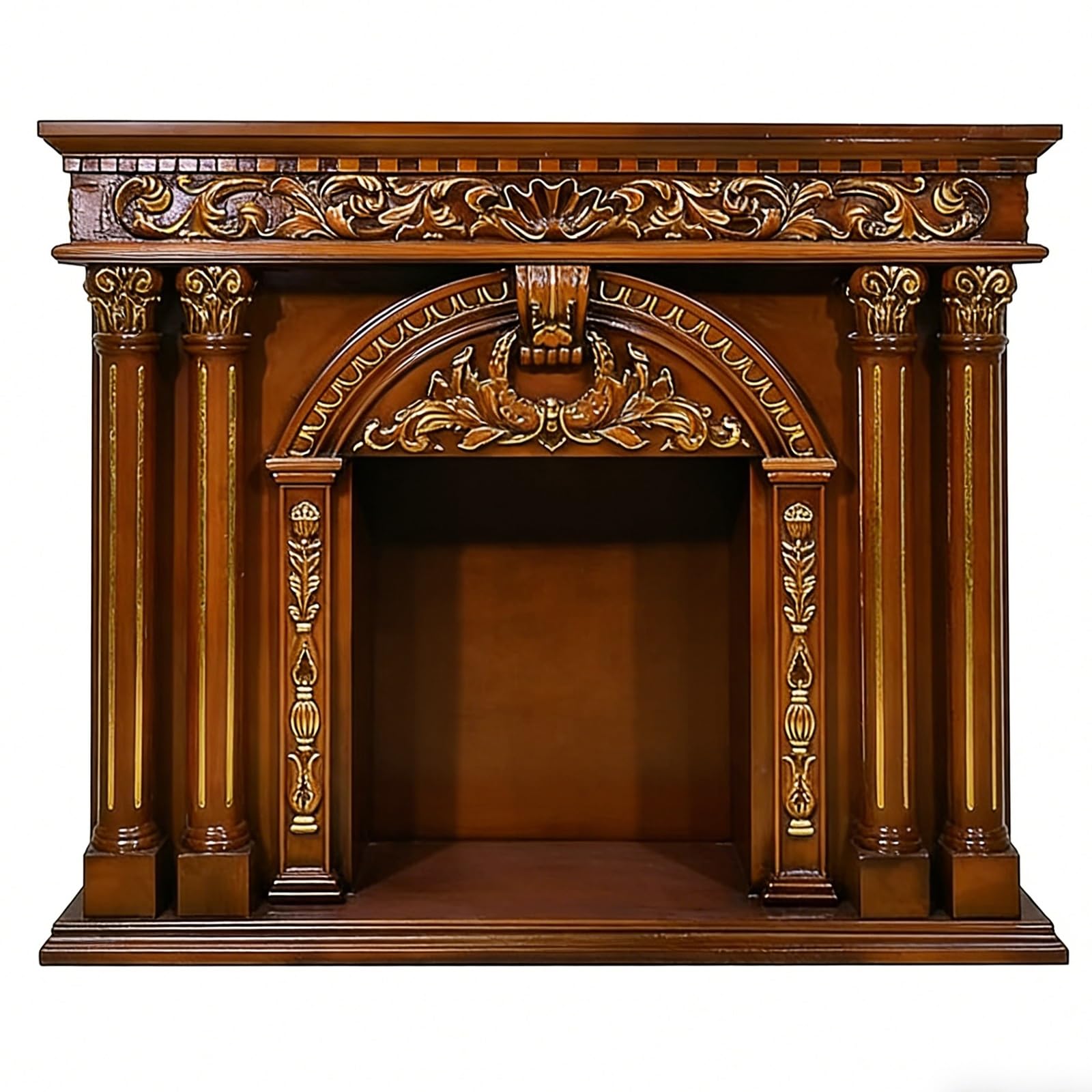 Mantels Surrounds Ornate Wood Fireplace Mantel Freestanding Decorative Surround Decorated Frame(Gold)