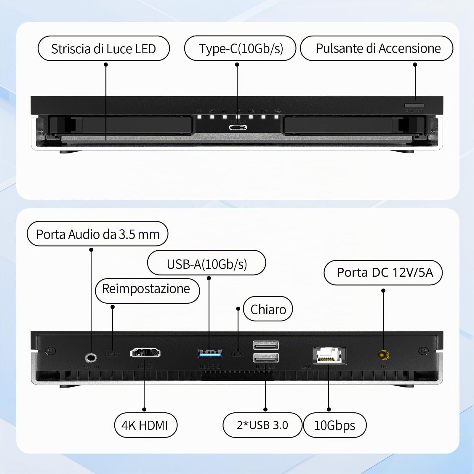 LincStation N2 NAS Storage 6 Bay - Intel N100 Quad-Core, 16GB RAM LPDDR5, 128GB eMMC, 2x SATA + 4x Slot M.2 NVMe, 10GbE, HDMI 4K, Garanzia 2 Anni, per Home e Ufficio (Senza Dischi)