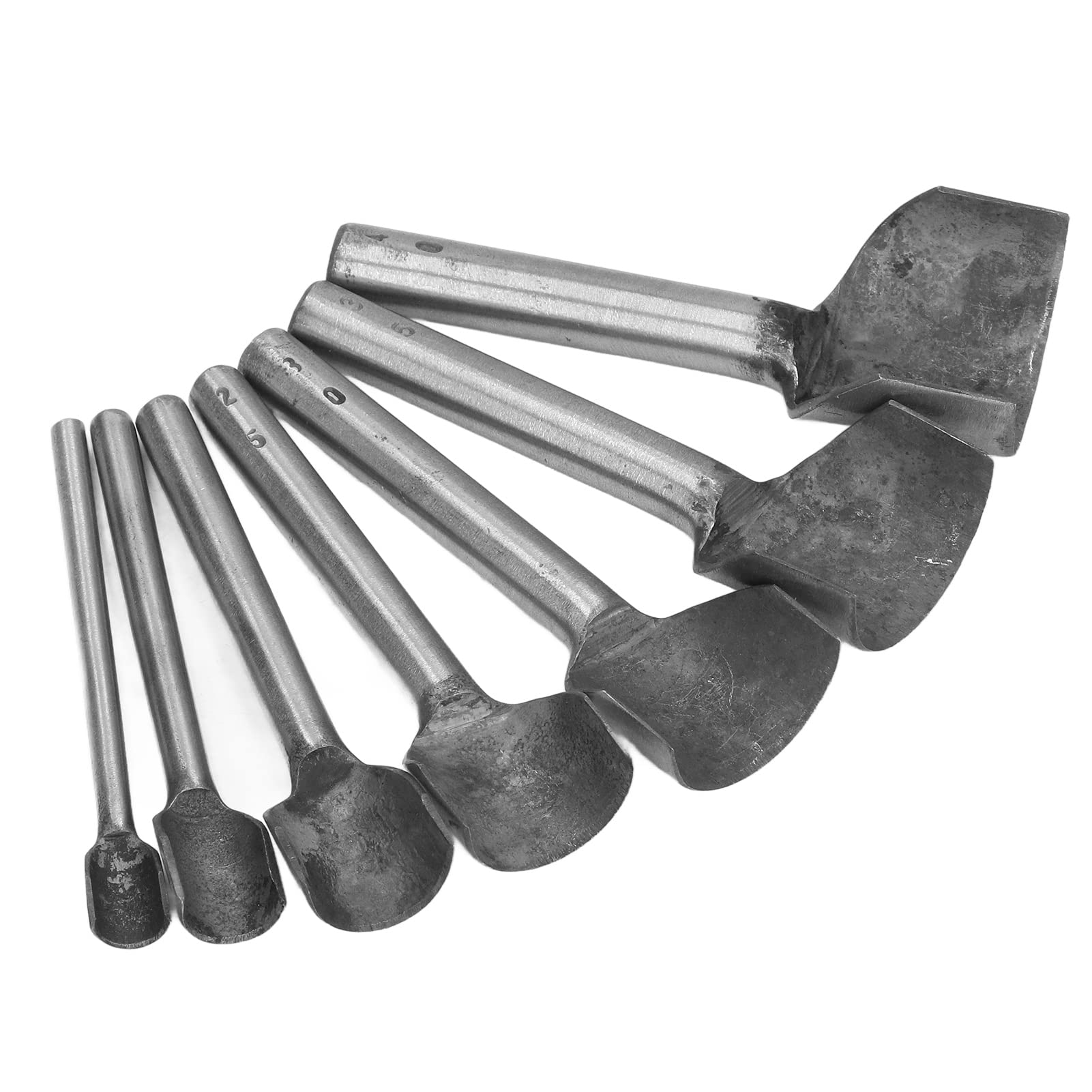 7Pcs Half Round Cutting Machine Punch Set, C Type Strap End Punching Tools, Semicircle for Crafting Leather Belt, 10 40mm Diameters, Tool Steel Material, Smoothness Outer Layer,