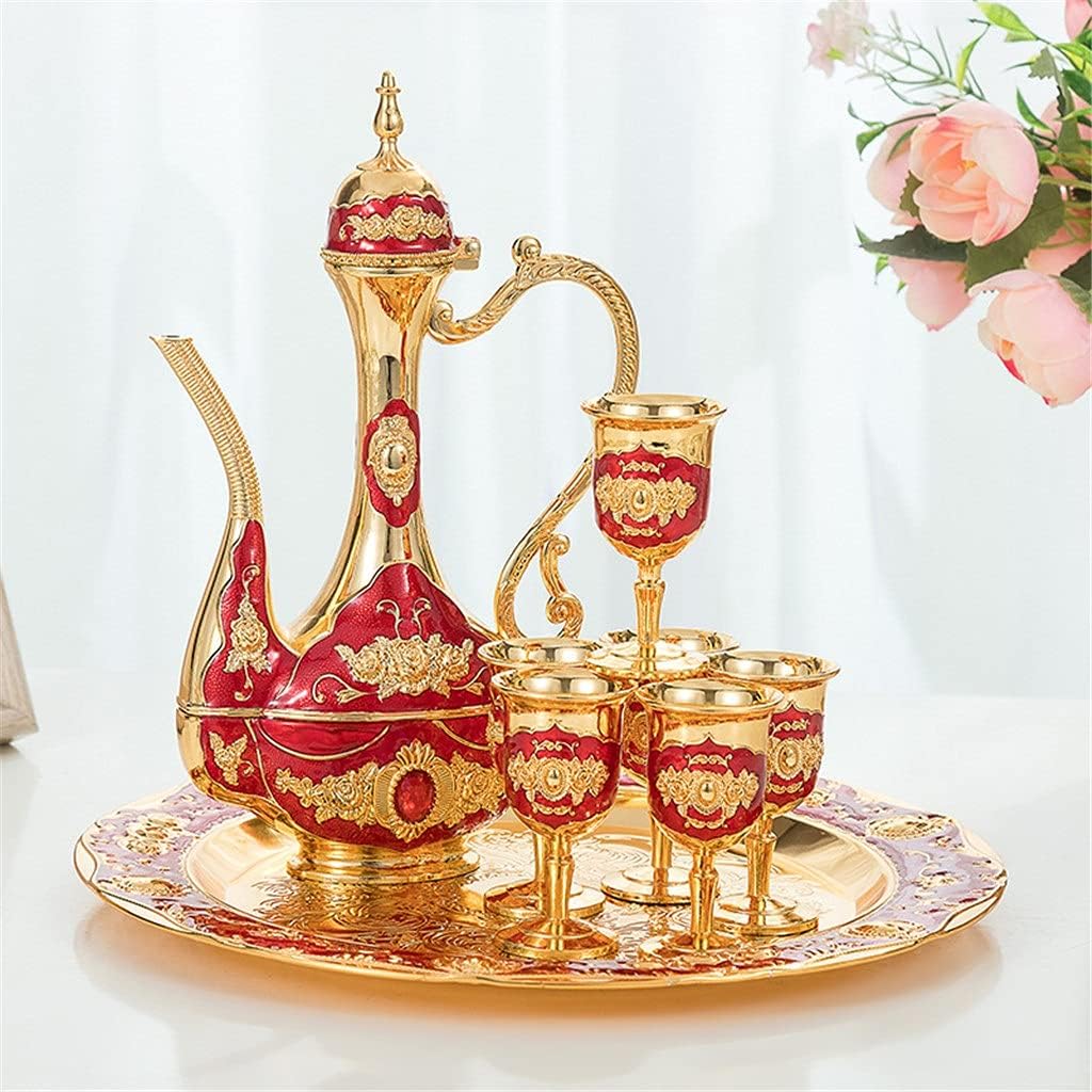 Metal Wine Set Liquor Tray Gift Russian High-End European-Style Antique Zinc Jug Glass