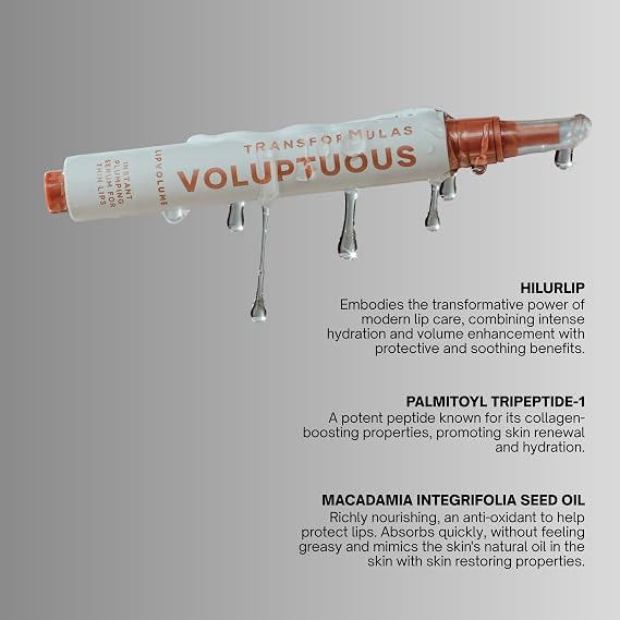 Transformulas Facefixers Voluptuous LipVolume Instant Plumping Lip Serum, Hydrating, Sculpts & Smooths Lips, Clinically Proven, Non-Sticky, Fullness Boost Cruelty Free & Dermatologically Tested 3ml