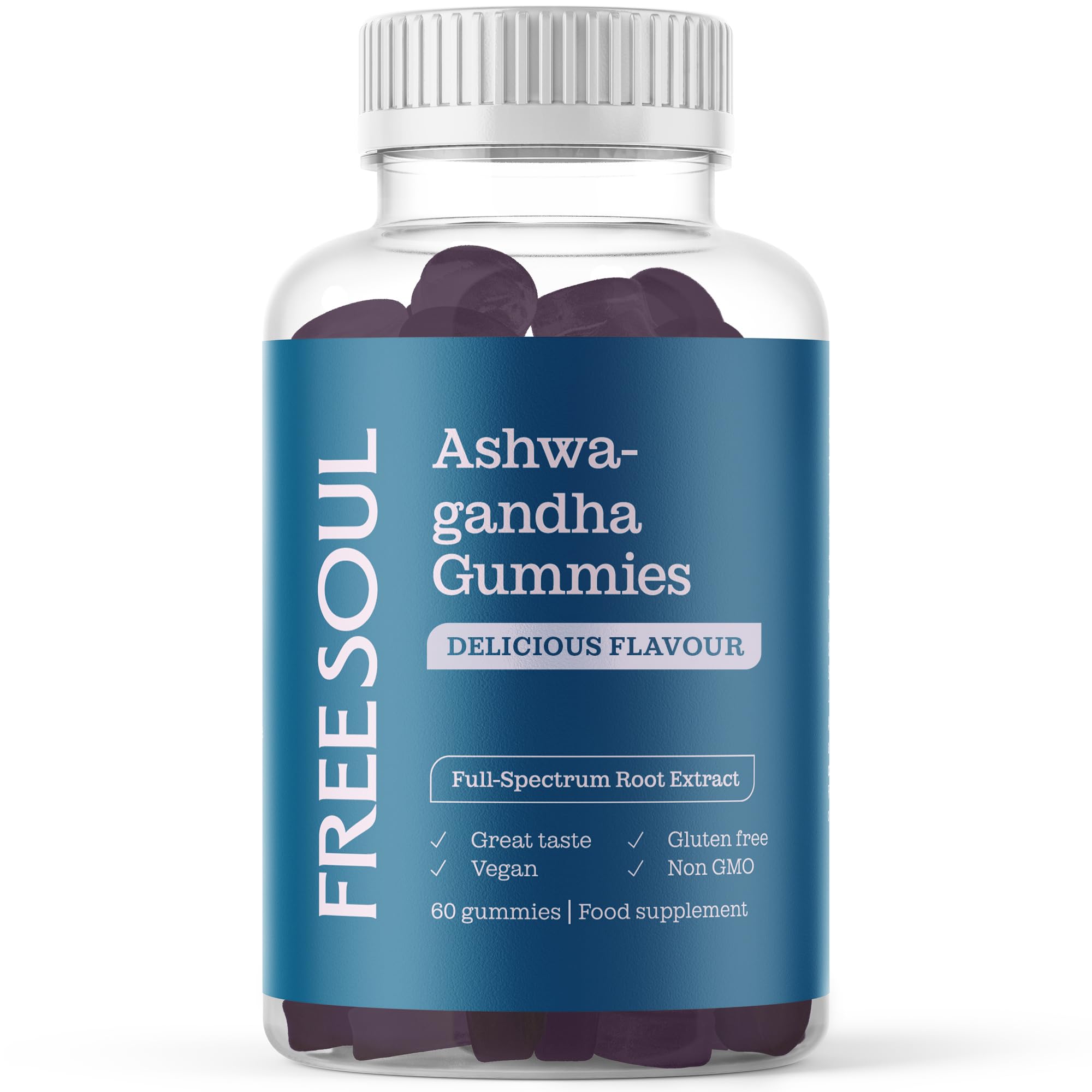 Ashwagandha High Strength Gummies | Delicious Ashwagandha Supplement with Pure Root Powder Extract | Vegan, Gluten-Free, Non-GMO | 60 Gummies