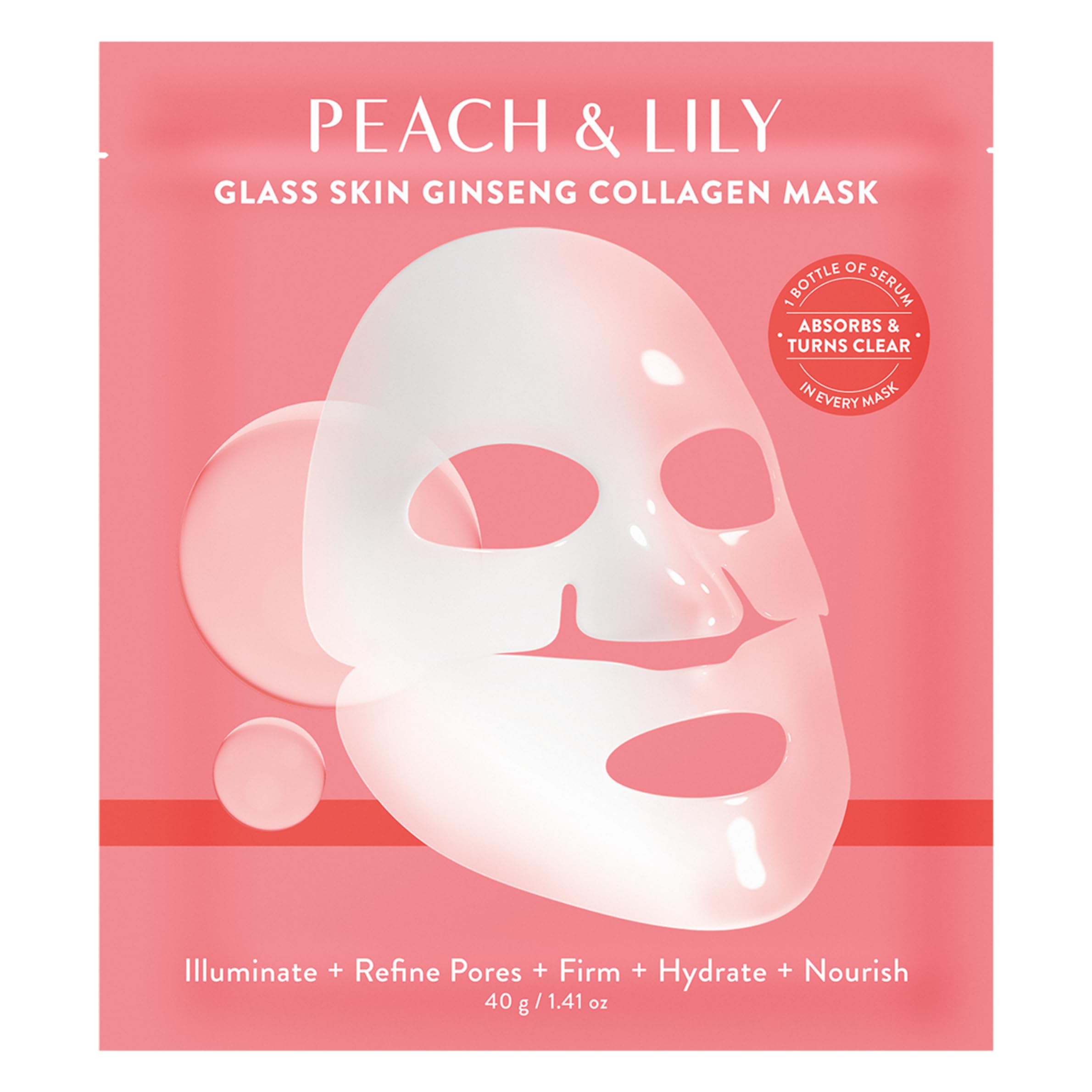 Peach & Lily Glass Skin Ginseng Collagen Mask Pack of 1 1.41 Ounce (Pack of 1)