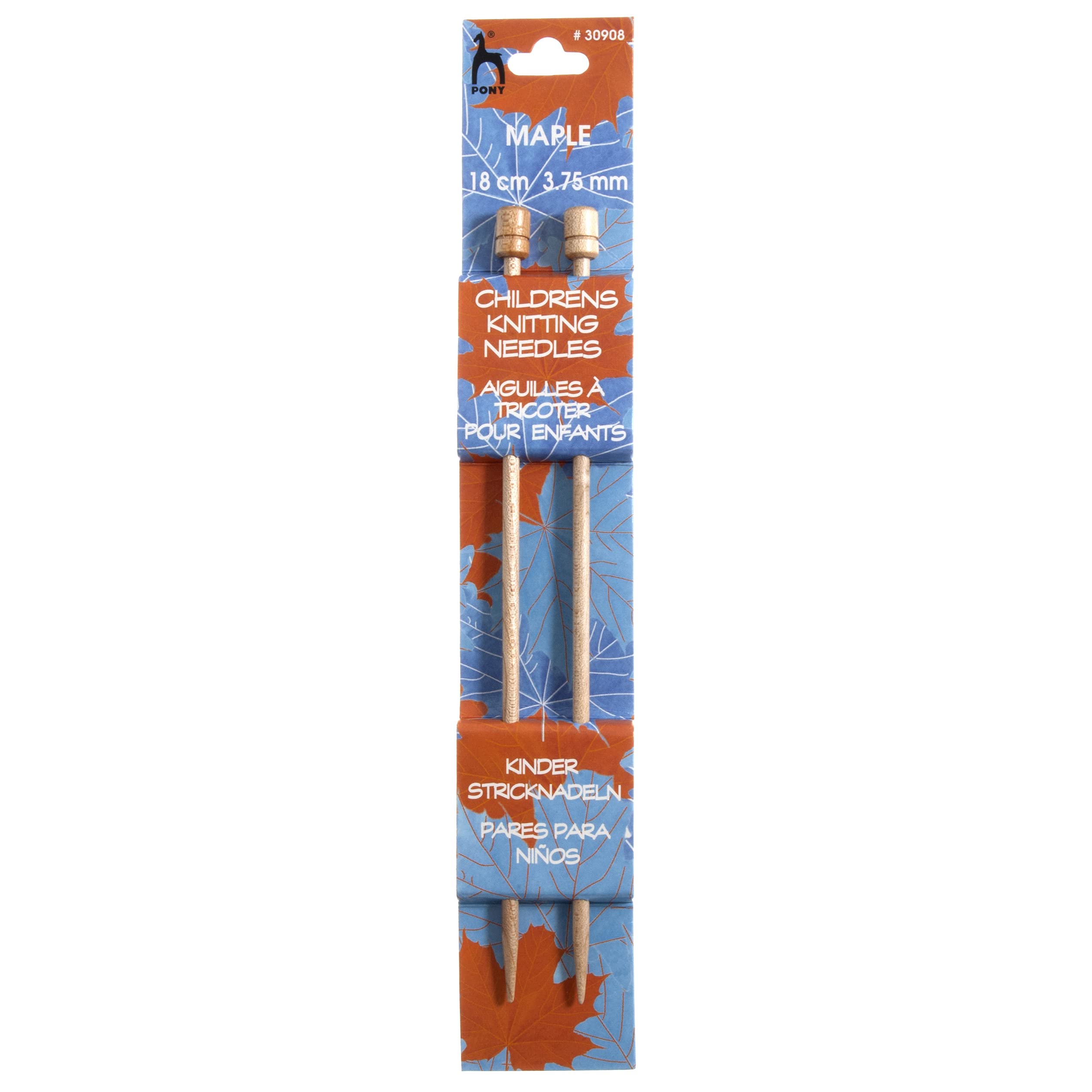 Pony Single Ended Maple Wood Knitting Pins - 18Cm x 3.75mm
