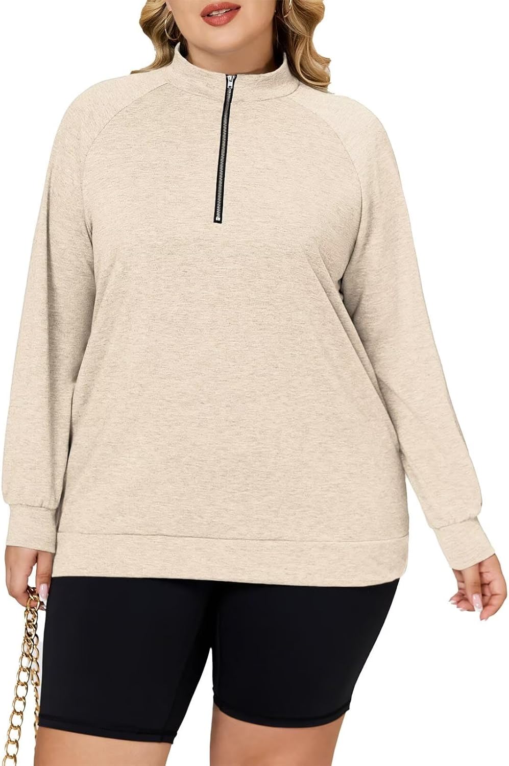 DOLNINE Plus-Size-Sweatshirts for Women Casual Oversized Half Zip Pullover Tops Dressy Long Sleeve Crewneck Blouses Shirts - Image 2