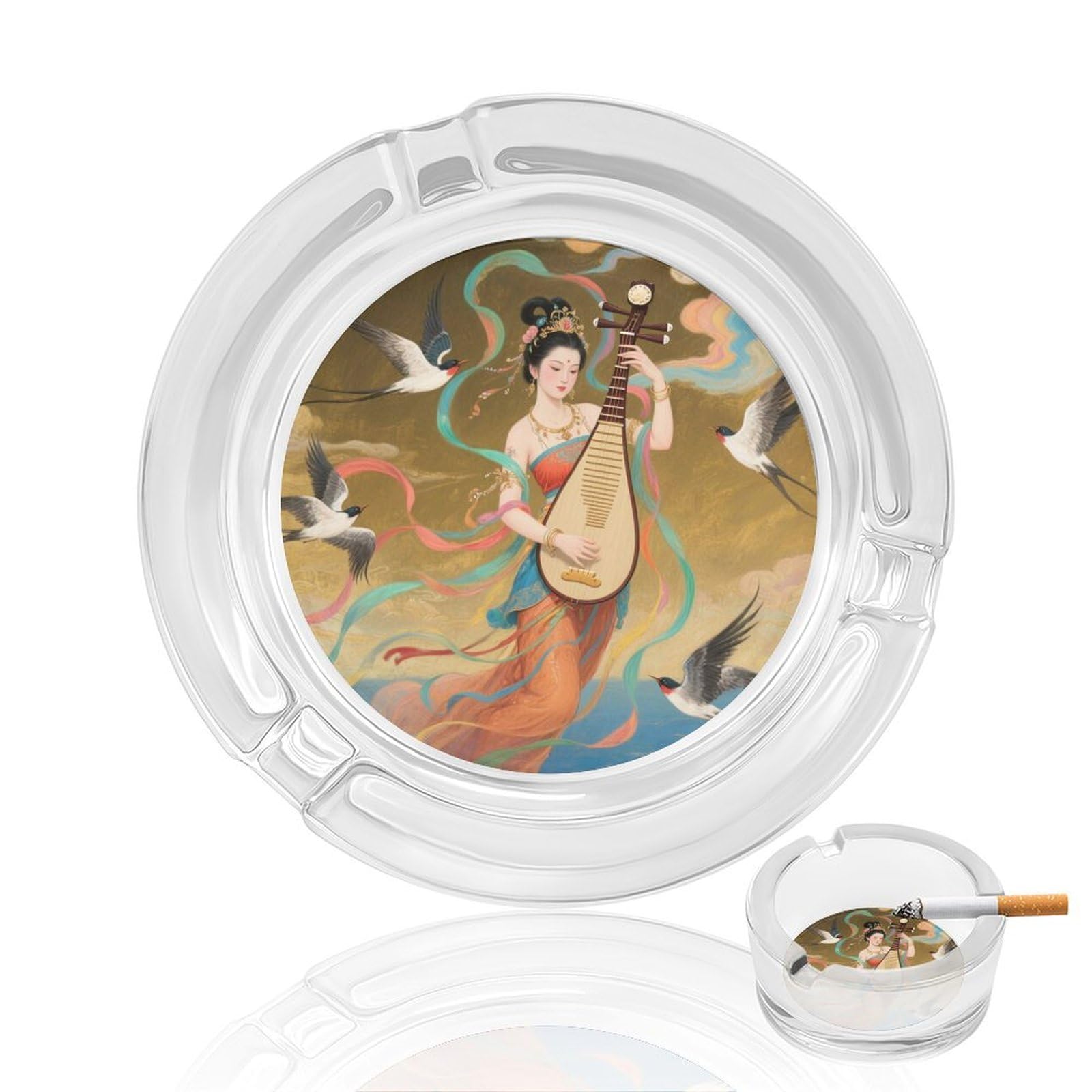 Cendrier en verre Dunhuang Goddess pour fumeur objet deco interieur exterieur