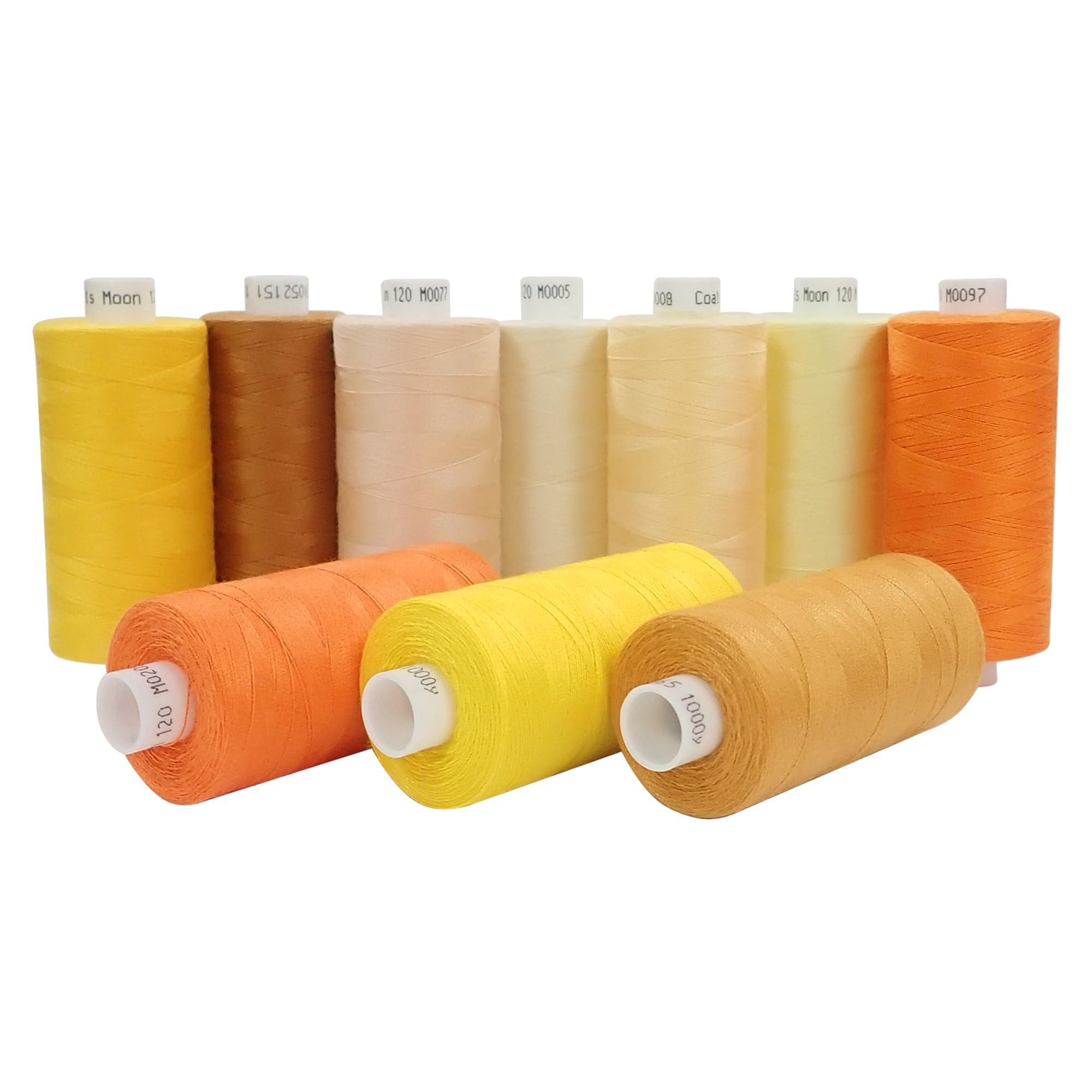 Moon Thread Assorted Yellows Spun Polyester Sewing Thread - 1000M, Set of 10