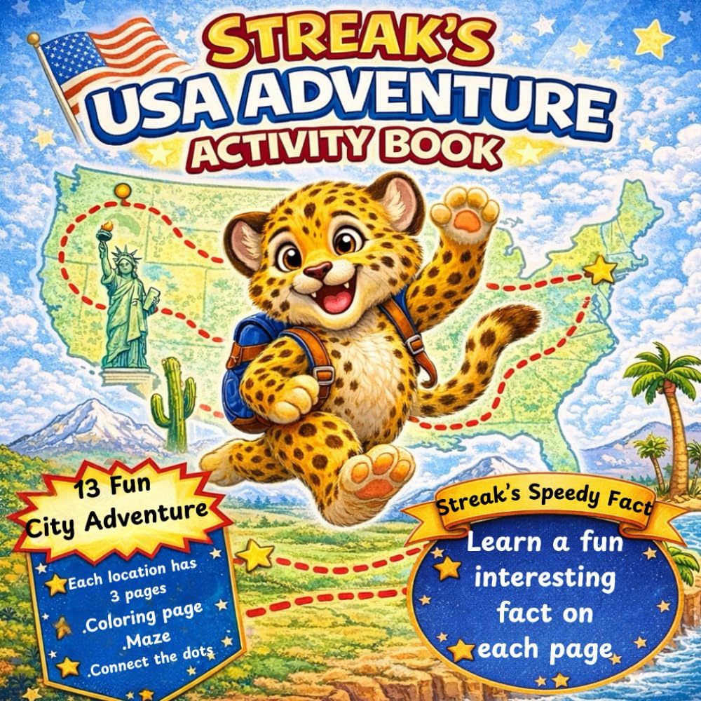 Streak's USA Adventure Activity Book (Streak's World Adventures)