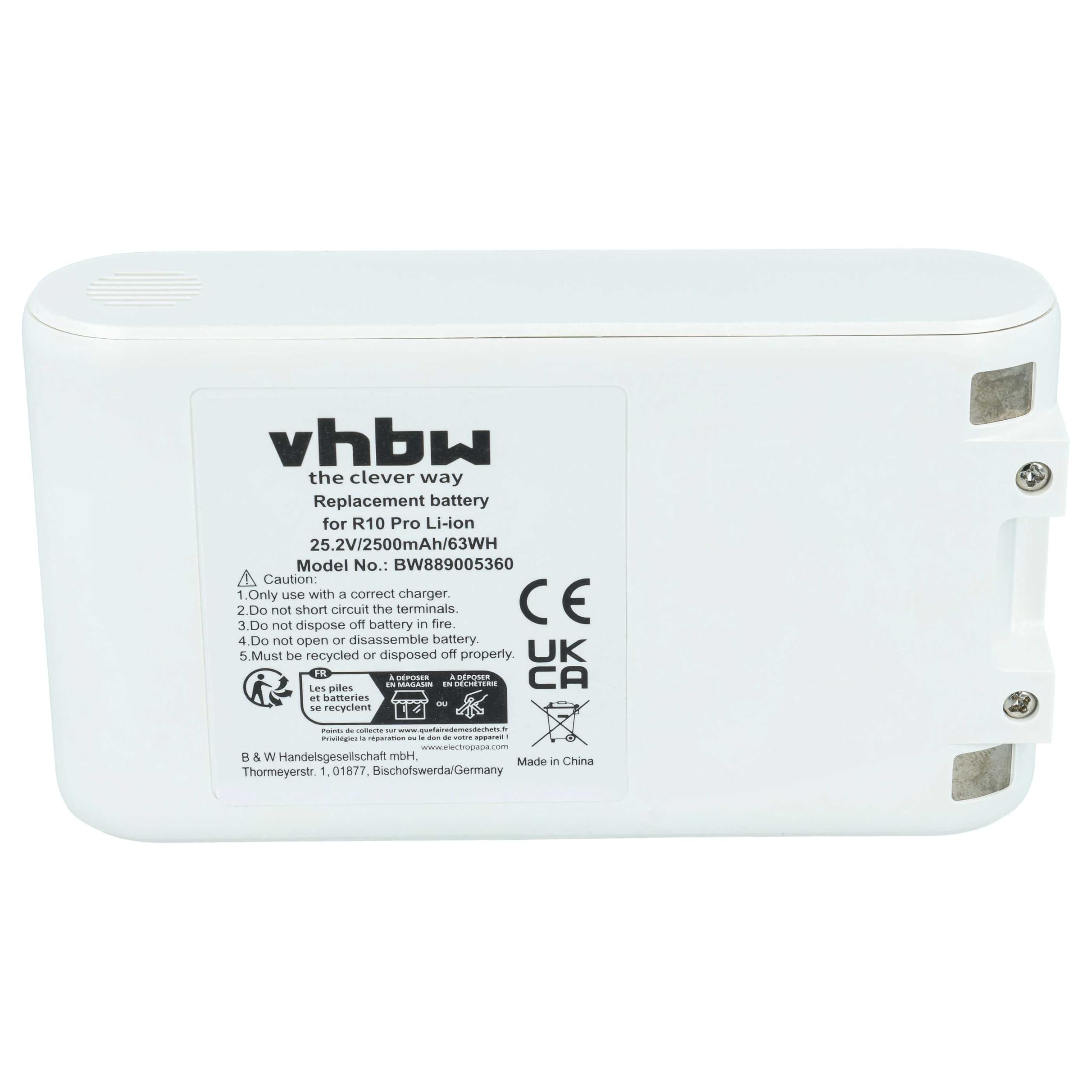 vhbw Bateria zamienna do Dreame V2213-7S1P-BCA, V2213V-8S1P-BWA do odkurzacza Biały (2,5Ah, 25,2V, Li-ION)