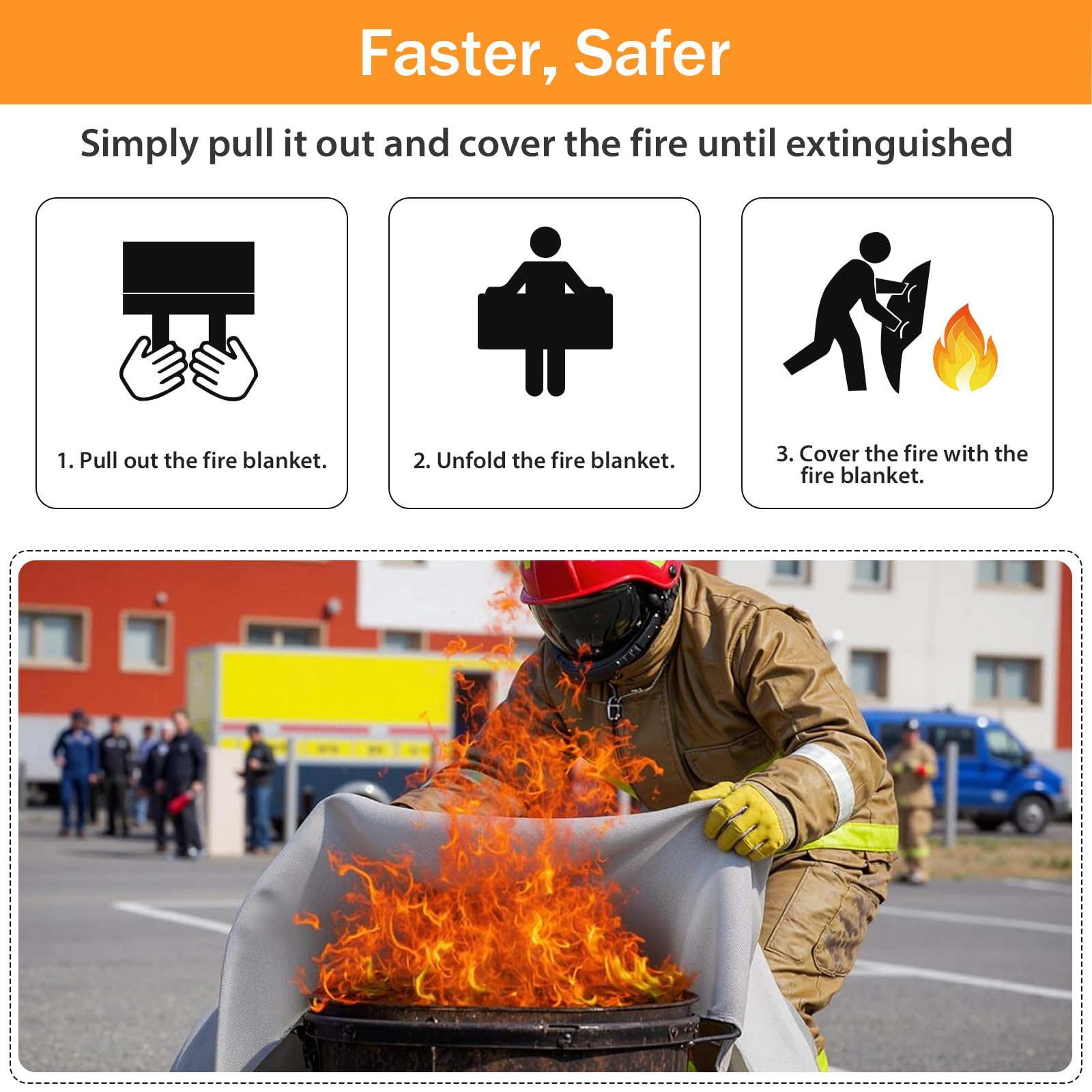 kanhiro Coperta antincendio di emergenza per casa, cucina, in fibra di vetro, ideale per scuola, camino, griglia, auto, ufficio, magazzino (confezione da 6, 99 x 99 cm)
