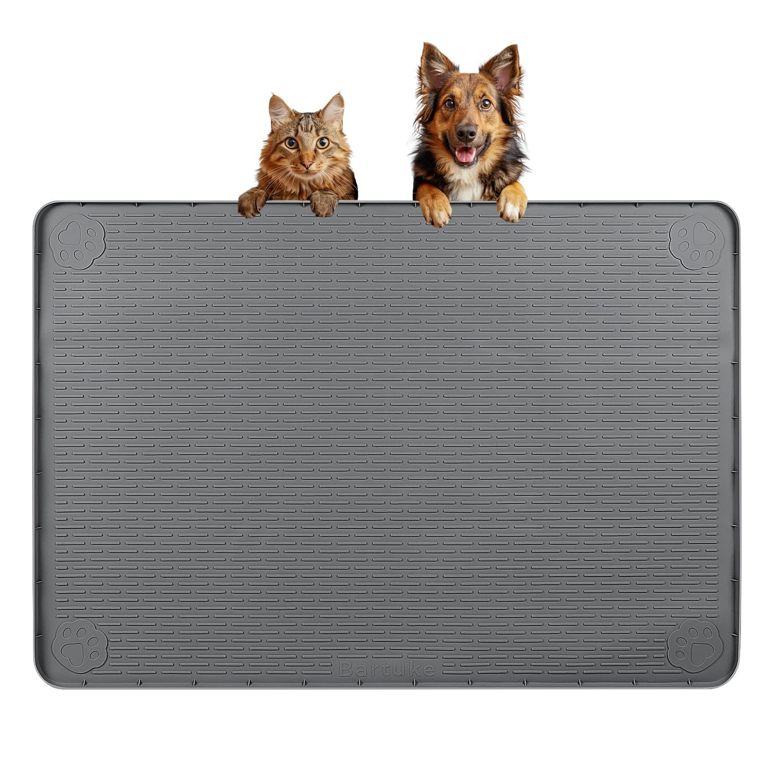 Bartuke Dog Bowl Mat, 34"x22" Silicone Pet Feeding Mat with Raised Edges โ image 1
