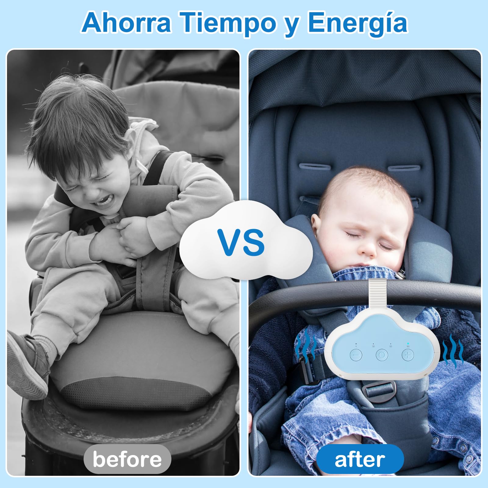 Baby Rocker Recargable, Mecedora Carro Bebe con 3 Intensidades de Balancín Ajustables y Temporizador de 30, 60, 90 Minutos, Balancea Suavemente Cochecito